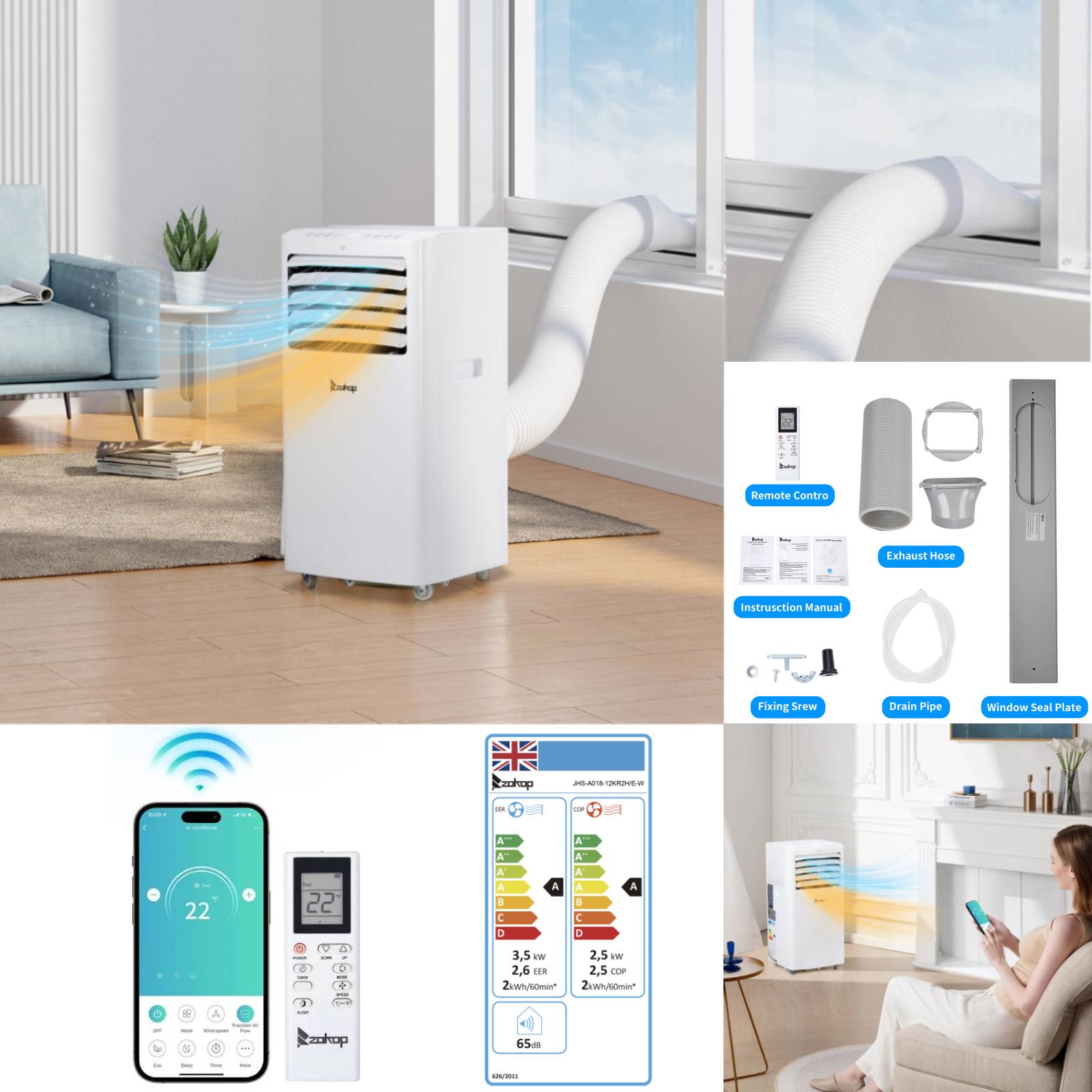 12000BTU 5-in-1 Portable AC-Perfect for Bedroom with 1350w Cooling & Sleep Mode