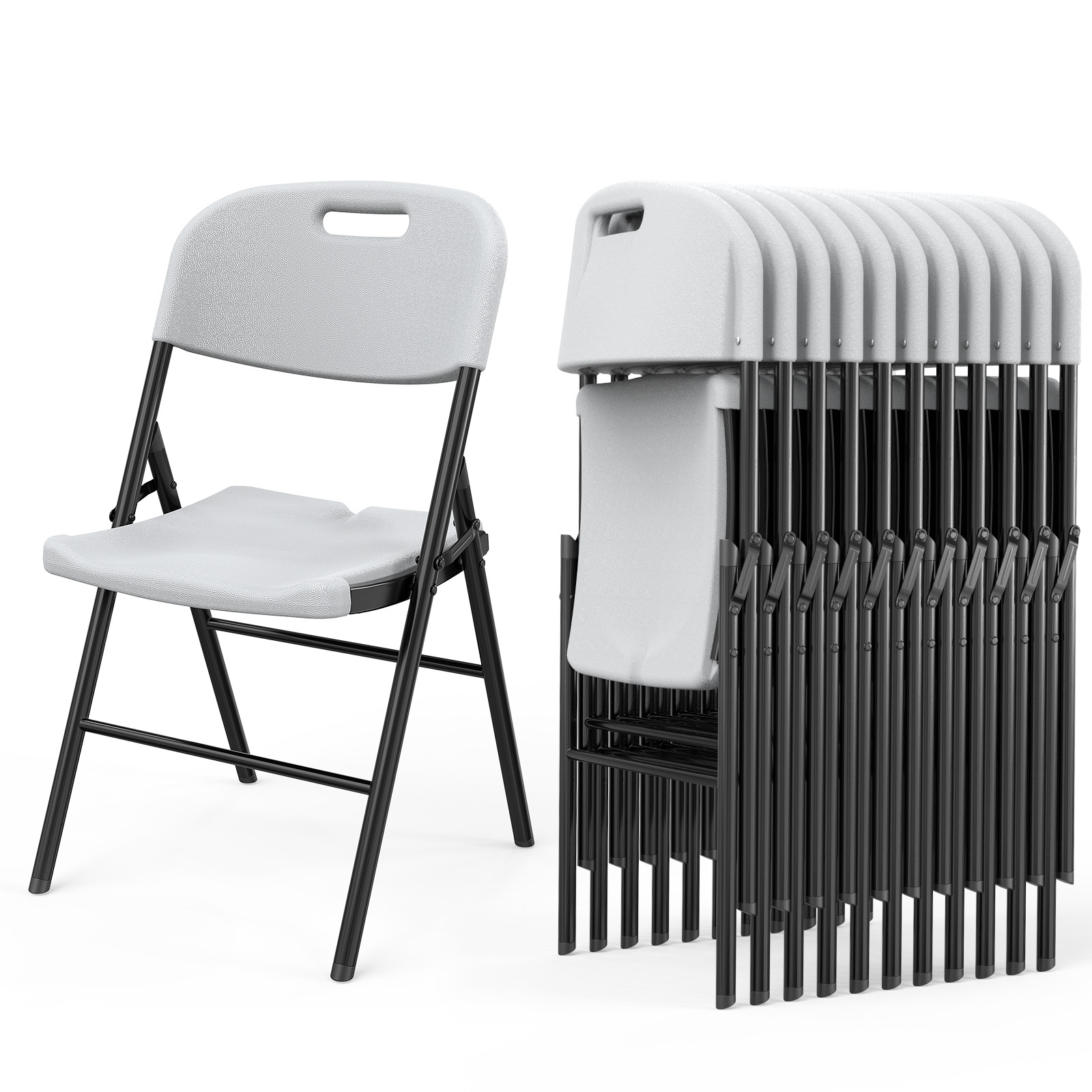 4-20PCS Outdoor Plastic Portable Folding Chair Commercial Steel Frame Seat White