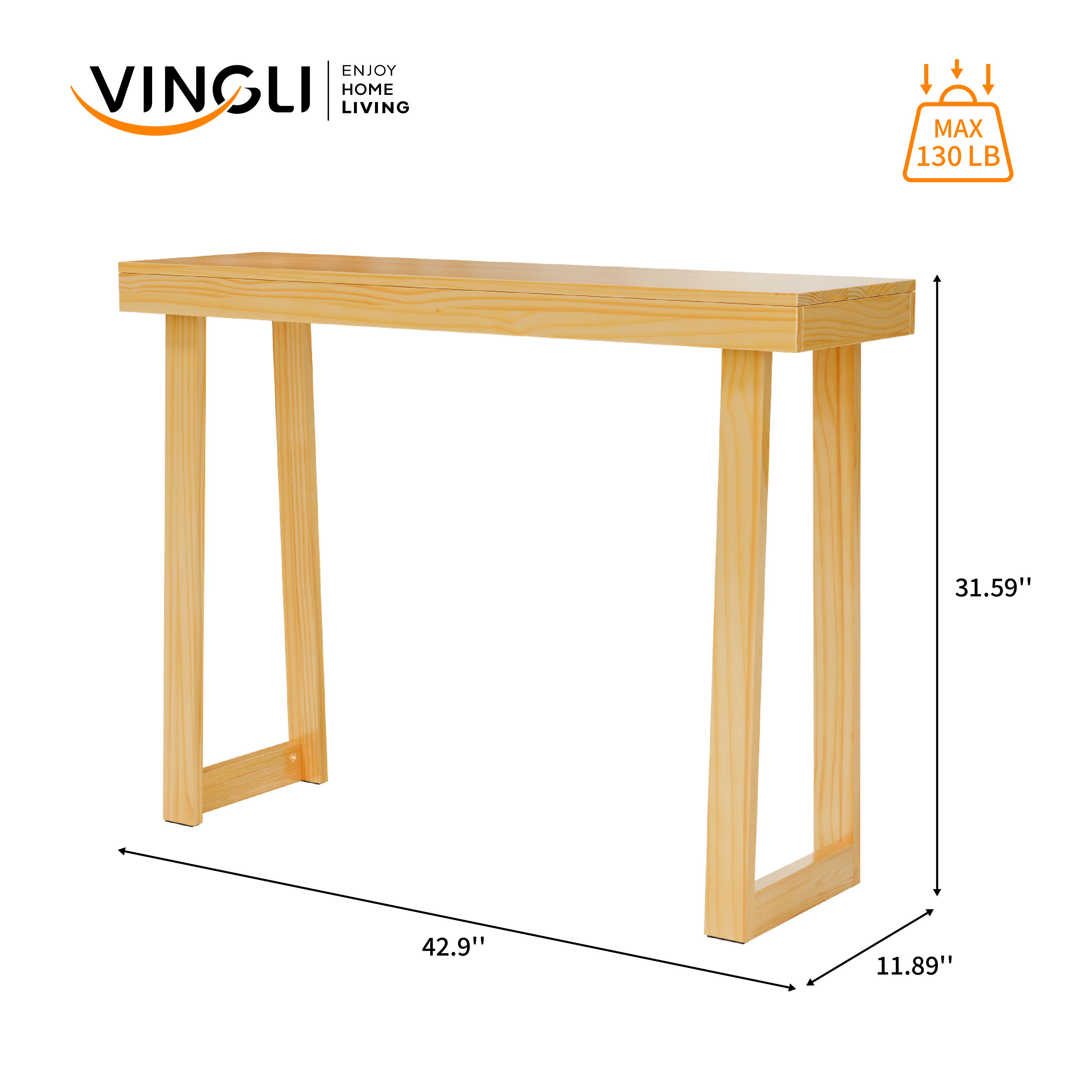 Narrow Entryway Table Solid Wood Console Table, Narrow Sofa Table Behind Couch,