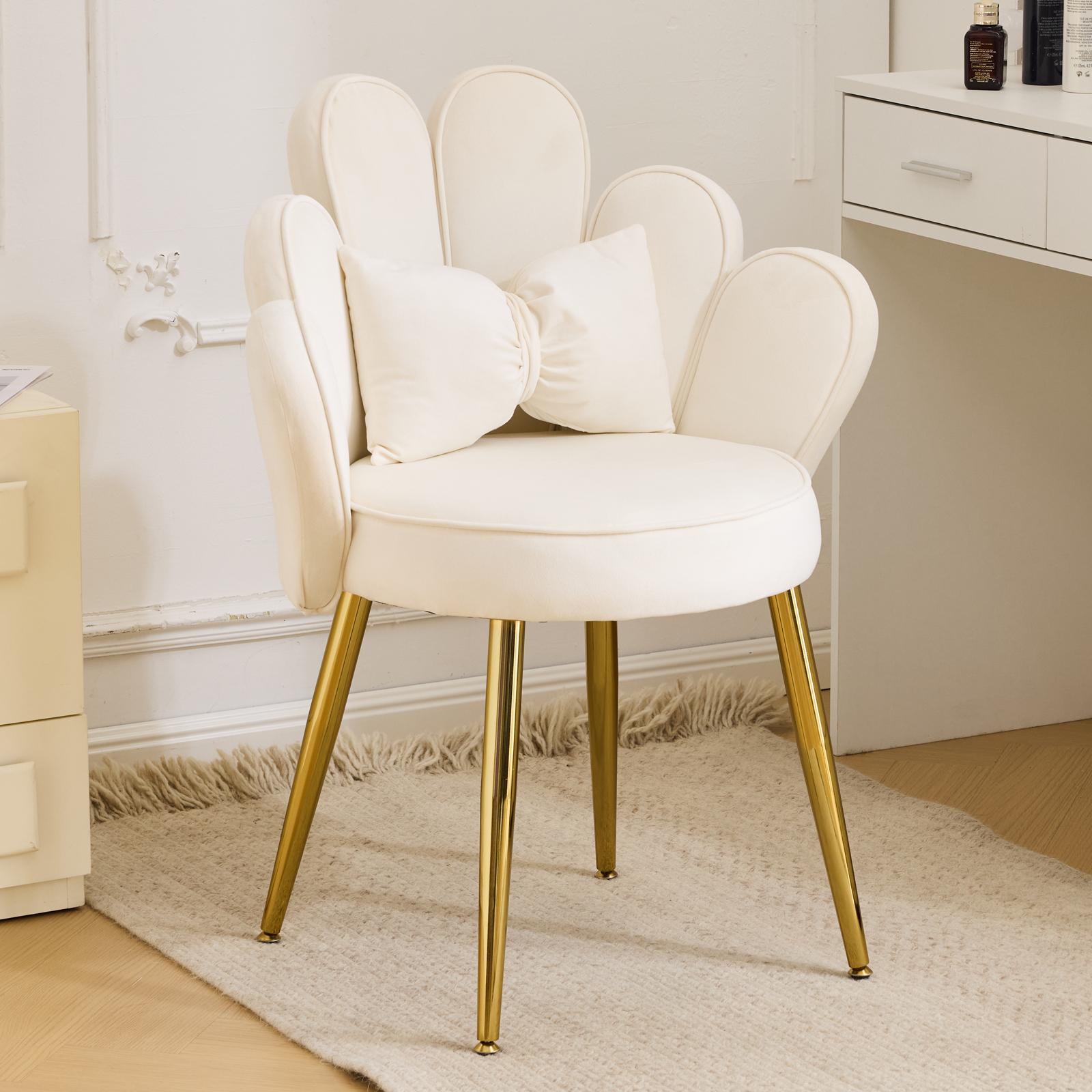 Petal Makeup Vanity Chair with Back Flower Cute Girls Desk Chair for Home Office - Picture 16 of 20