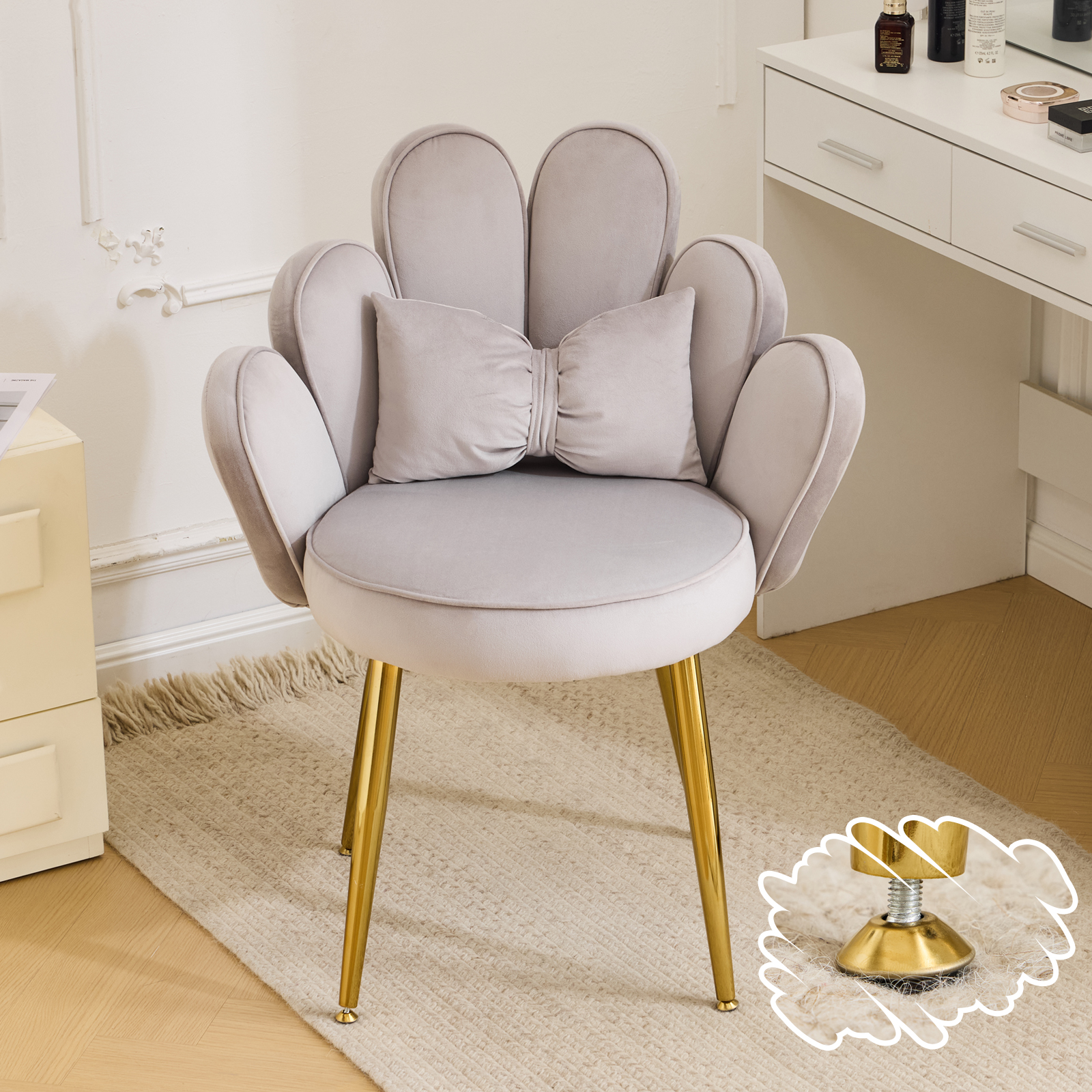 Petal Makeup Vanity Chair with Back Flower Cute Girls Desk Chair for Home Office - Picture 18 of 20