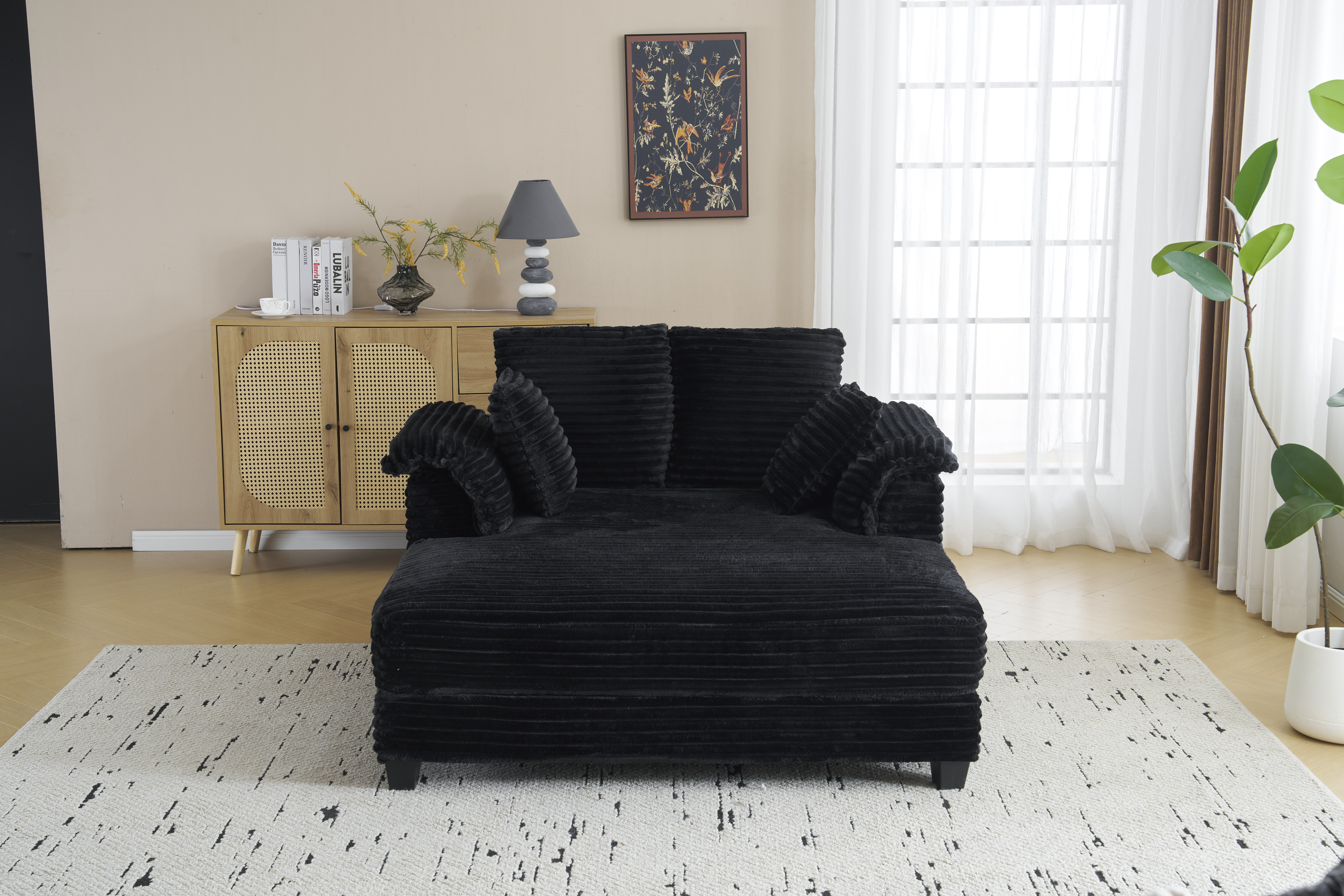 Oversized Chair with Ottoman Indoor Large Lounge Chair with Throw Pillows