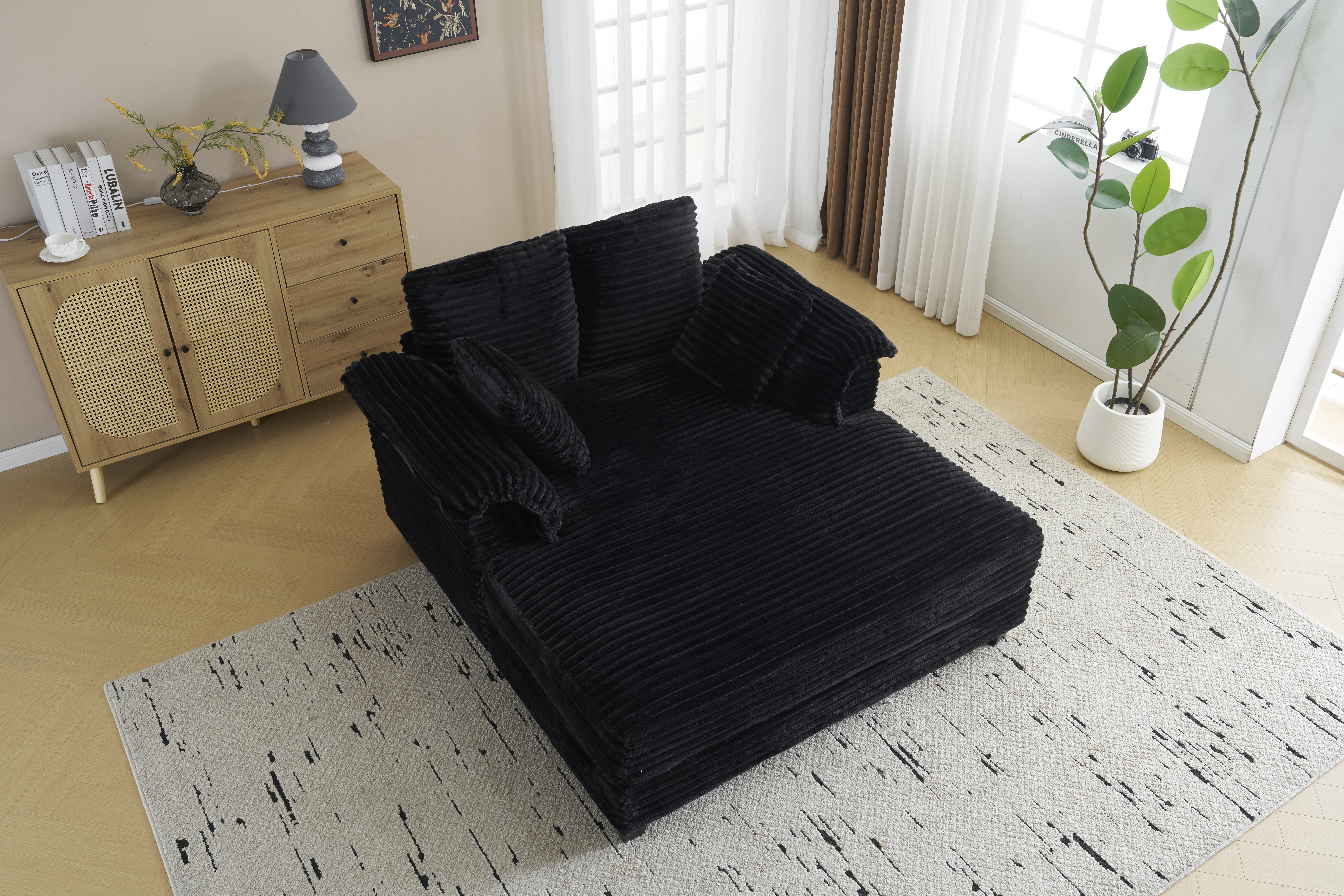 Chaise Lounge Indoor, Oversized Chaise Lounge Chair with 2 Comfy Pillows