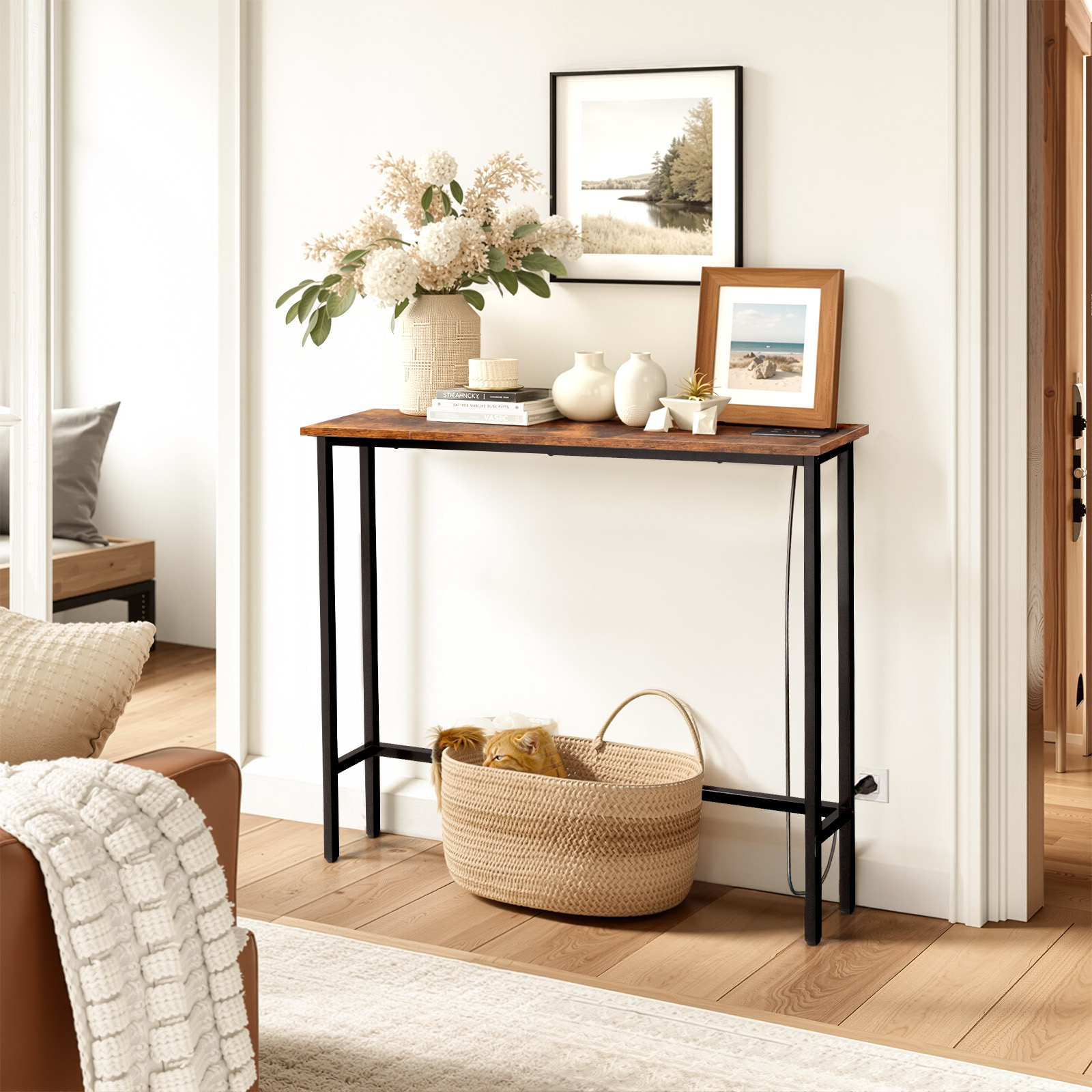 Narrow Console Table Small Entryway Table Industrial Couch T