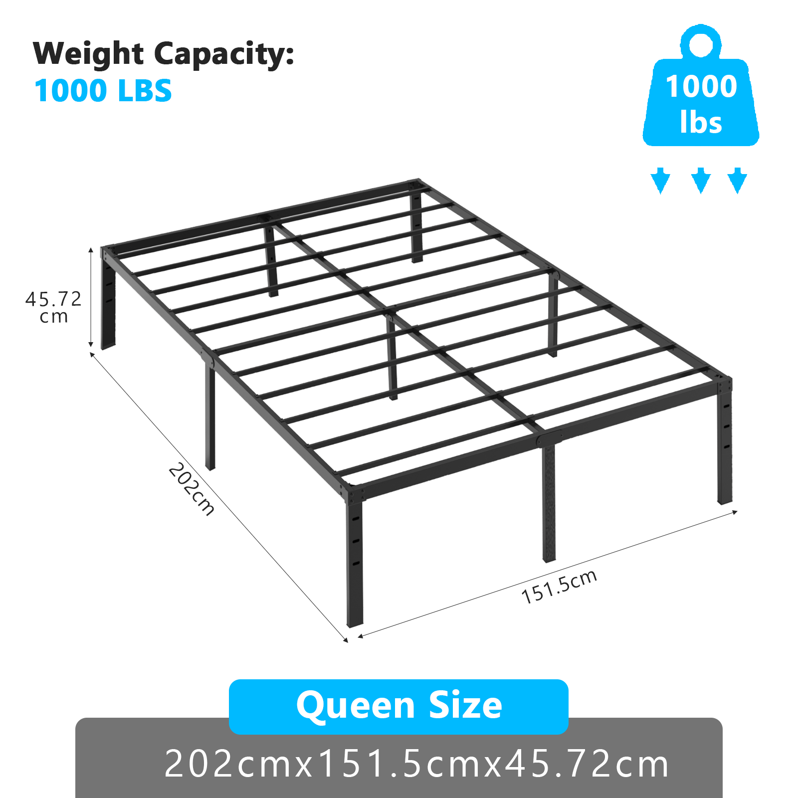 Full Bed Frame with Storage Metal Platform Full Bed Frame No Box Spring Needed - Picture 9 of 10