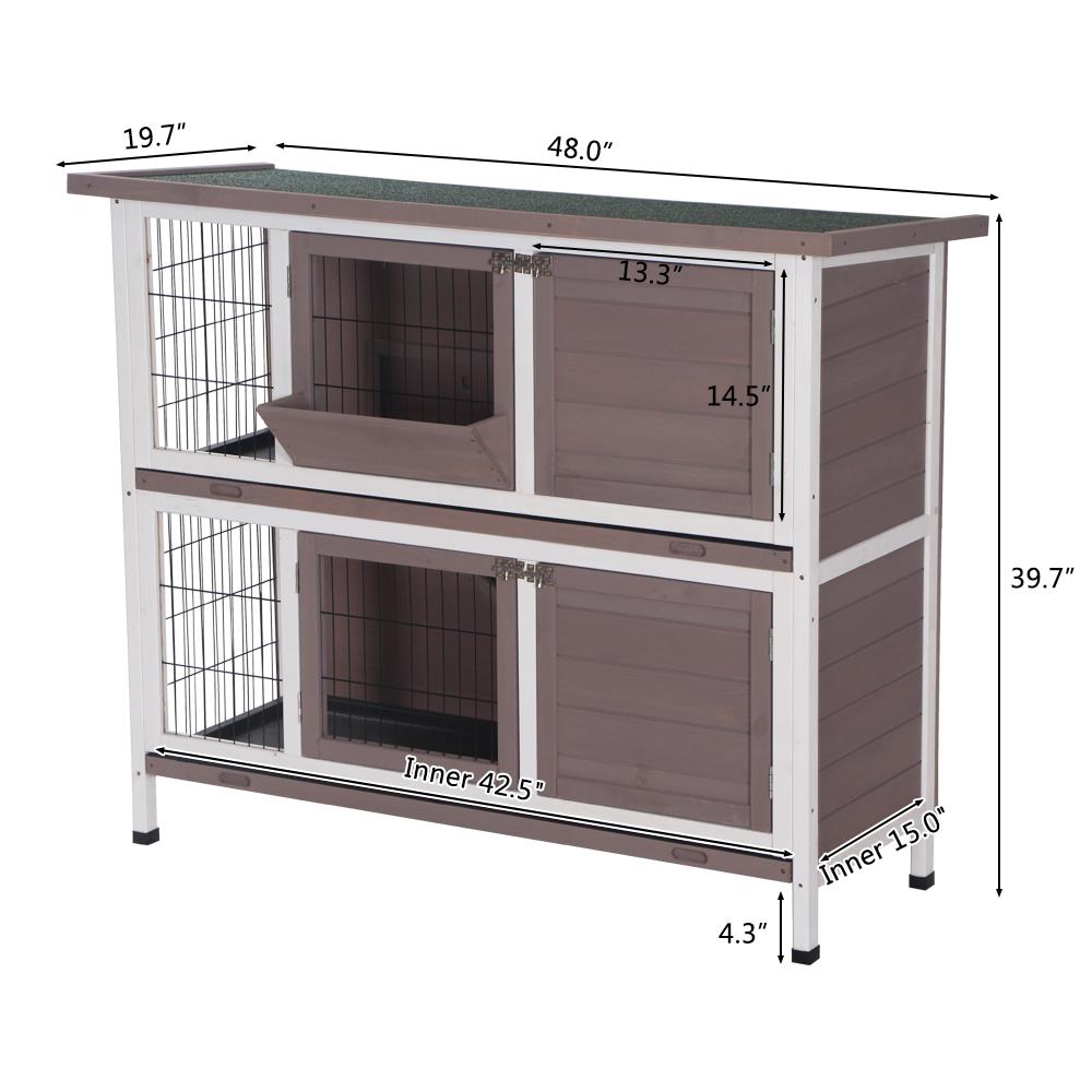 Outdoor Pet Bunny Cages 36 / 40 / 48" Wooden Rabbit Hutch Chicken Coop Hen House - Picture 12 of 12
