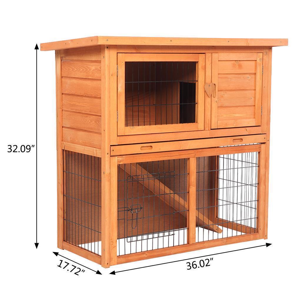 Outdoor Pet Bunny Cages 36 / 40 / 48" Wooden Rabbit Hutch Chicken Coop Hen House - Picture 11 of 12