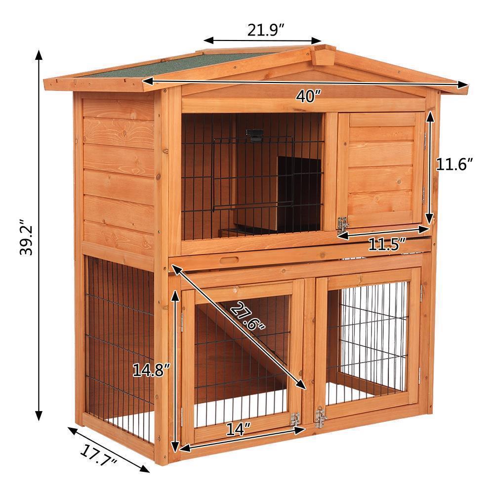 Outdoor Pet Bunny Cages 36 / 40 / 48" Wooden Rabbit Hutch Chicken Coop Hen House - Picture 10 of 12