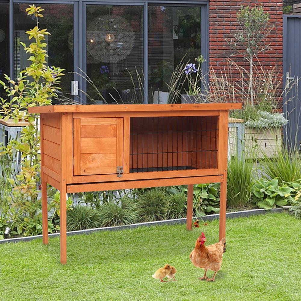 Outdoor Pet Bunny Cages 36 / 40 / 48" Wooden Rabbit Hutch Chicken Coop Hen House - Picture 7 of 12