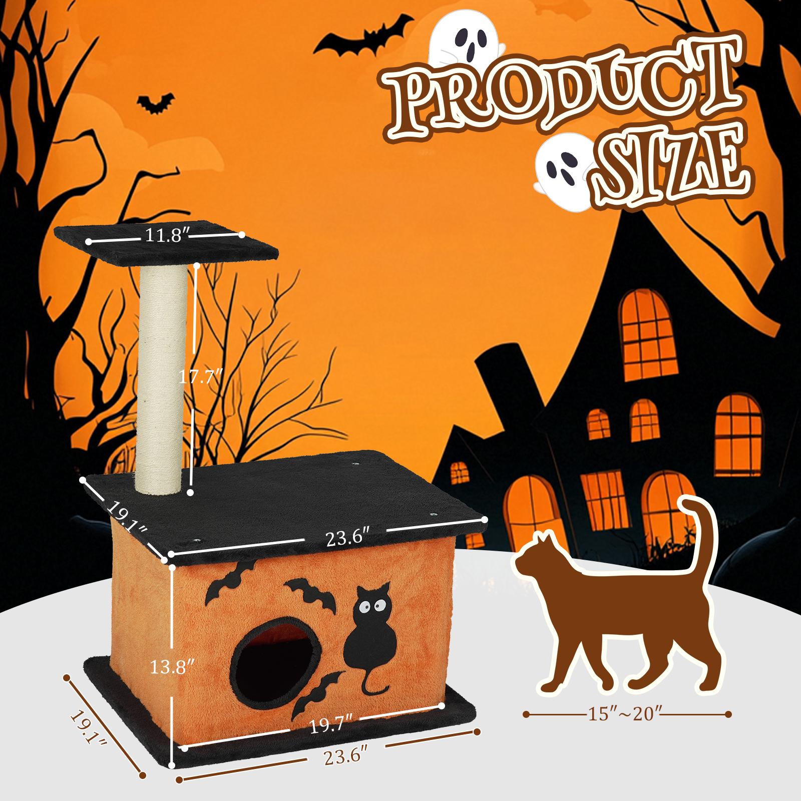 Gothic Cat Scratching Post Indoor 8 Style Activity Ghost Face Halloween House