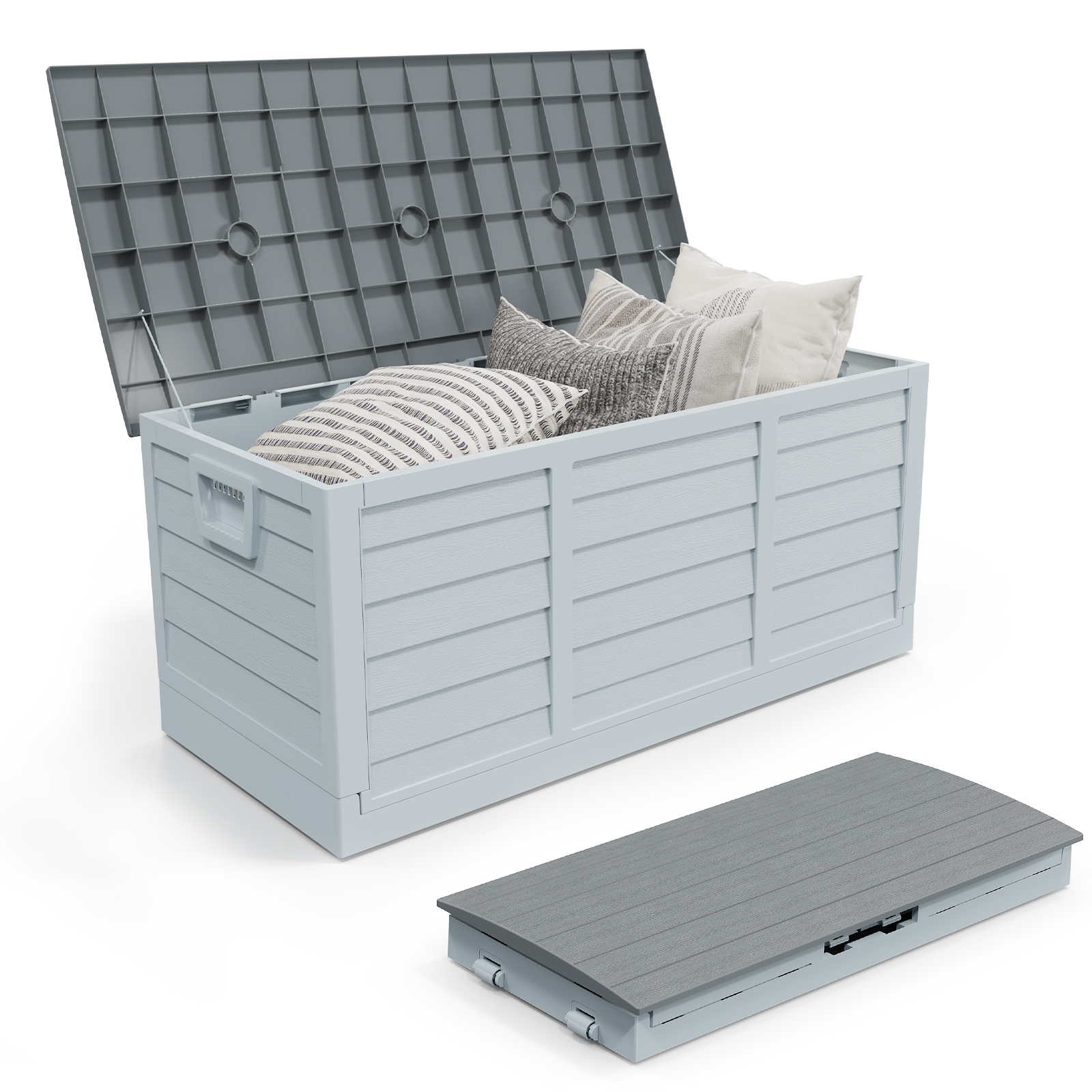 44 in 75 Gallon Resin Deck Box Storage Patio Garden Yard Waterproof with Wheels - Picture 21 of 21
