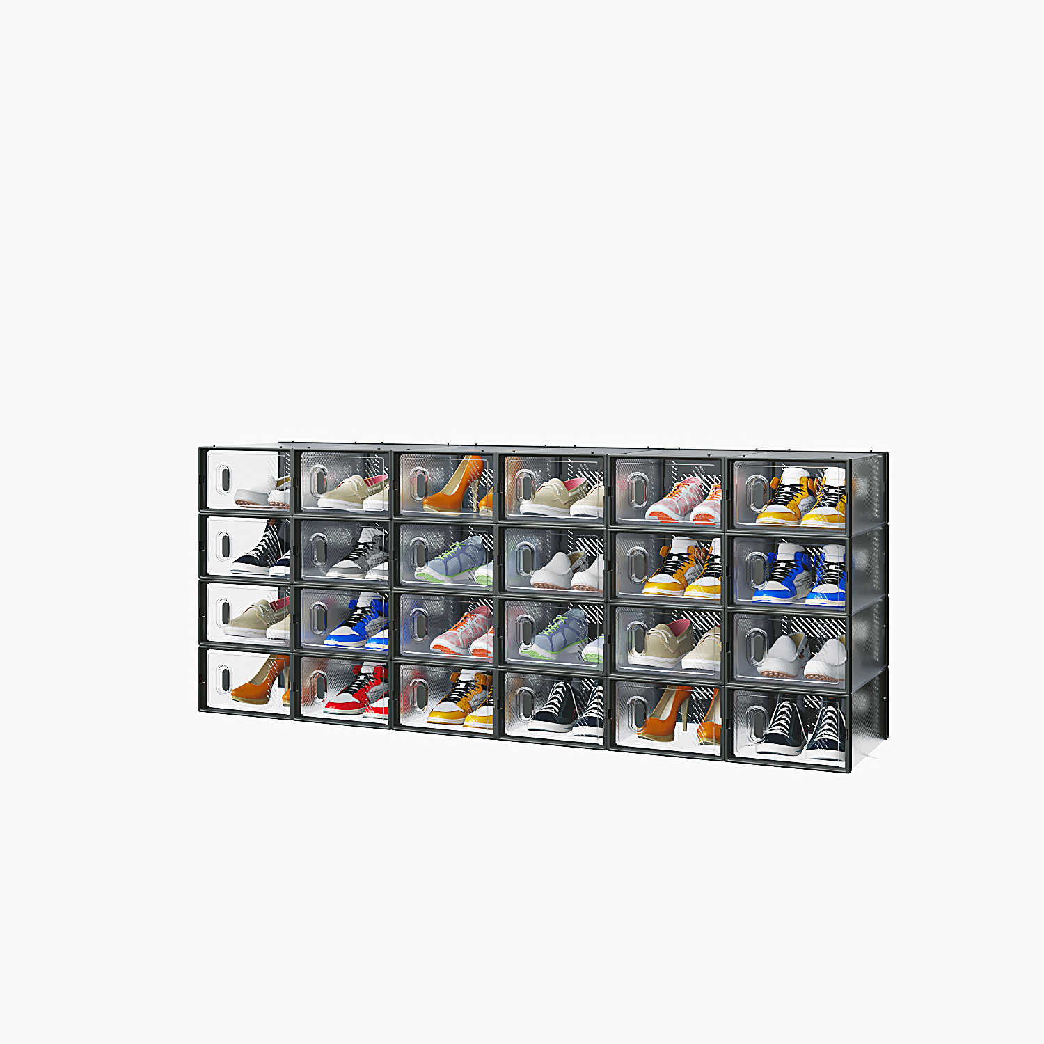 24pc Space Saving Foldable Shoe Rack Sneaker Container Bin Holder for Entryway