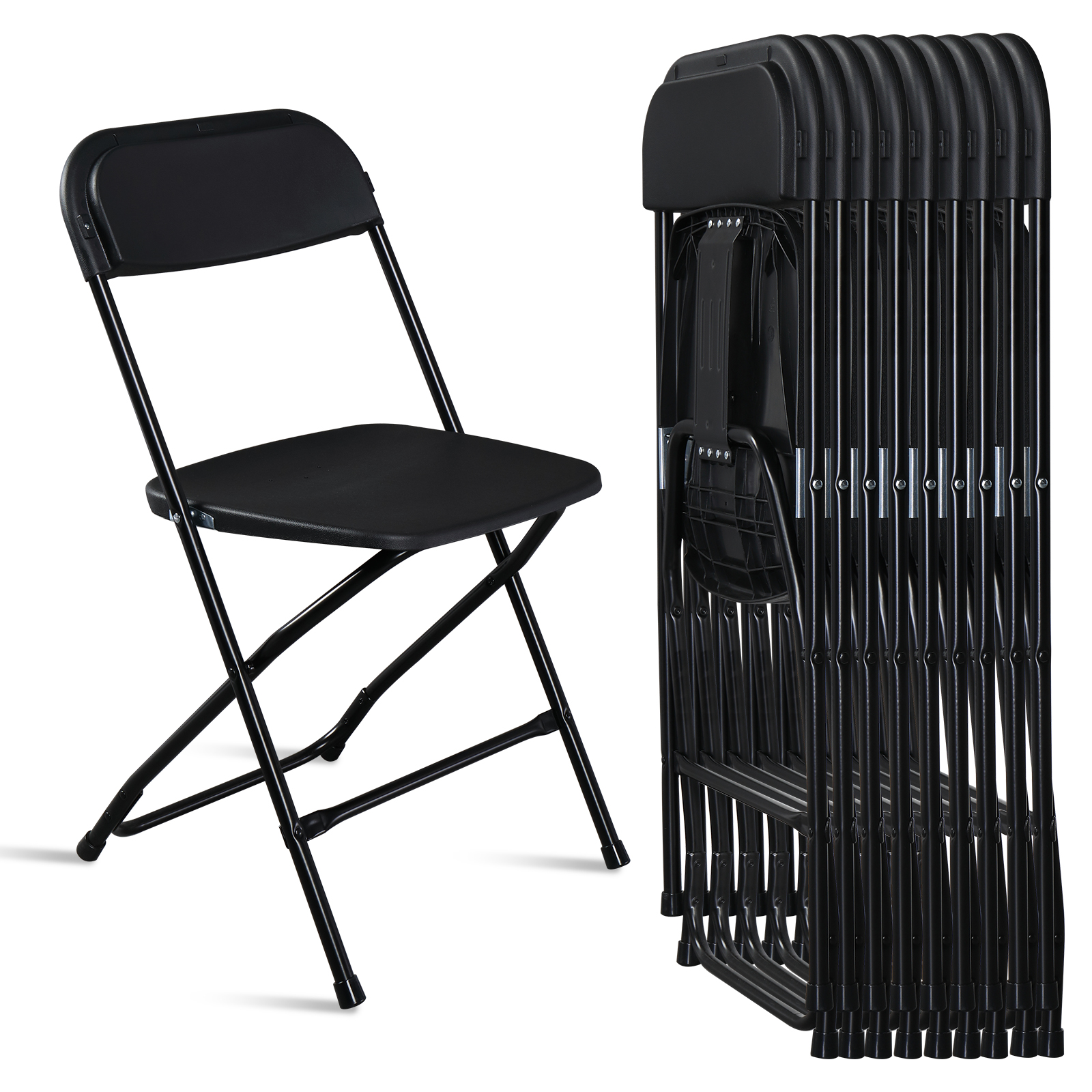 5/10PACK Commercial Wedding Quality Stackable Plastic Folding Chairs White/Black