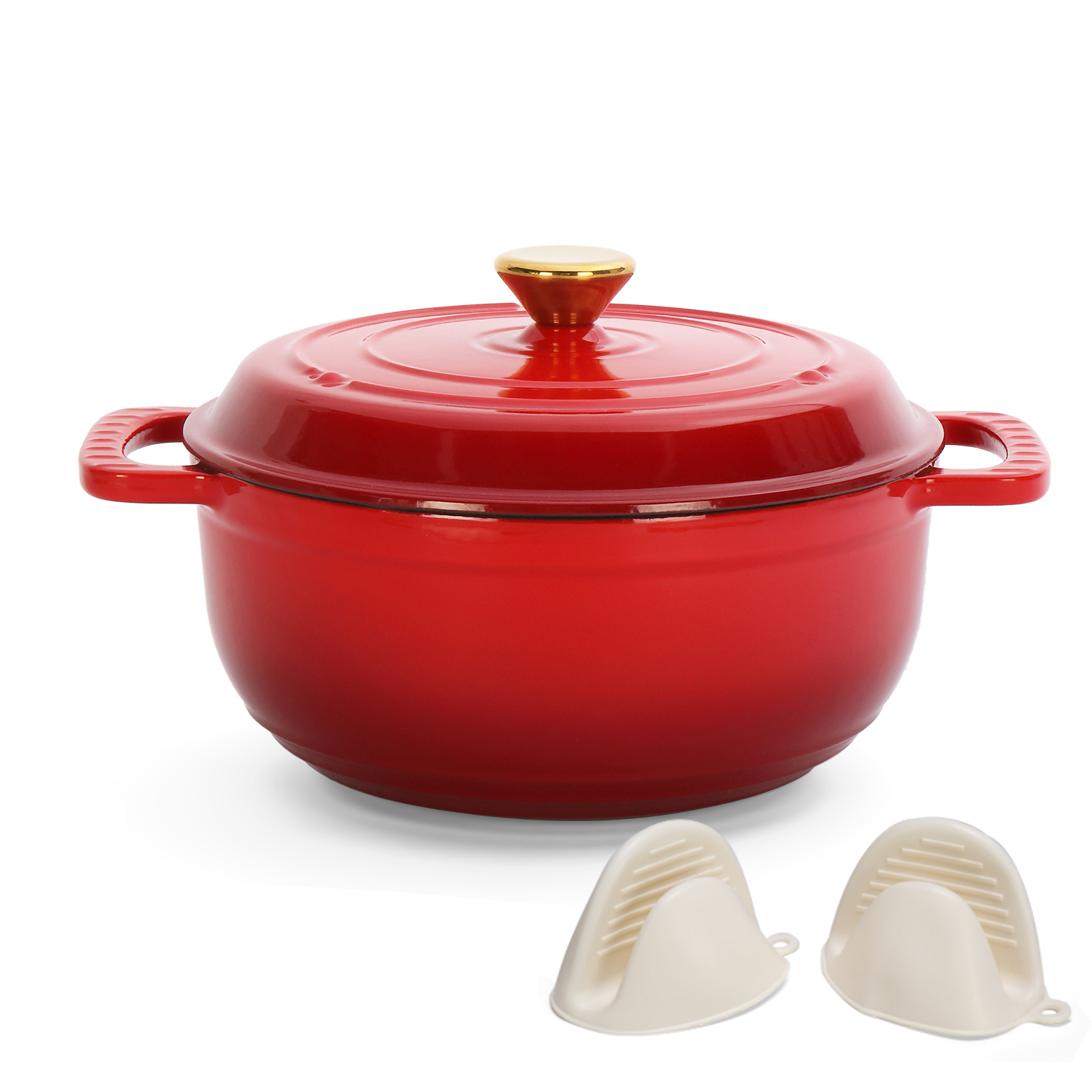 Dutch Oven With Lid Heavy-Duty Enameled Cast Iron Pot With Dual Handle for Cook