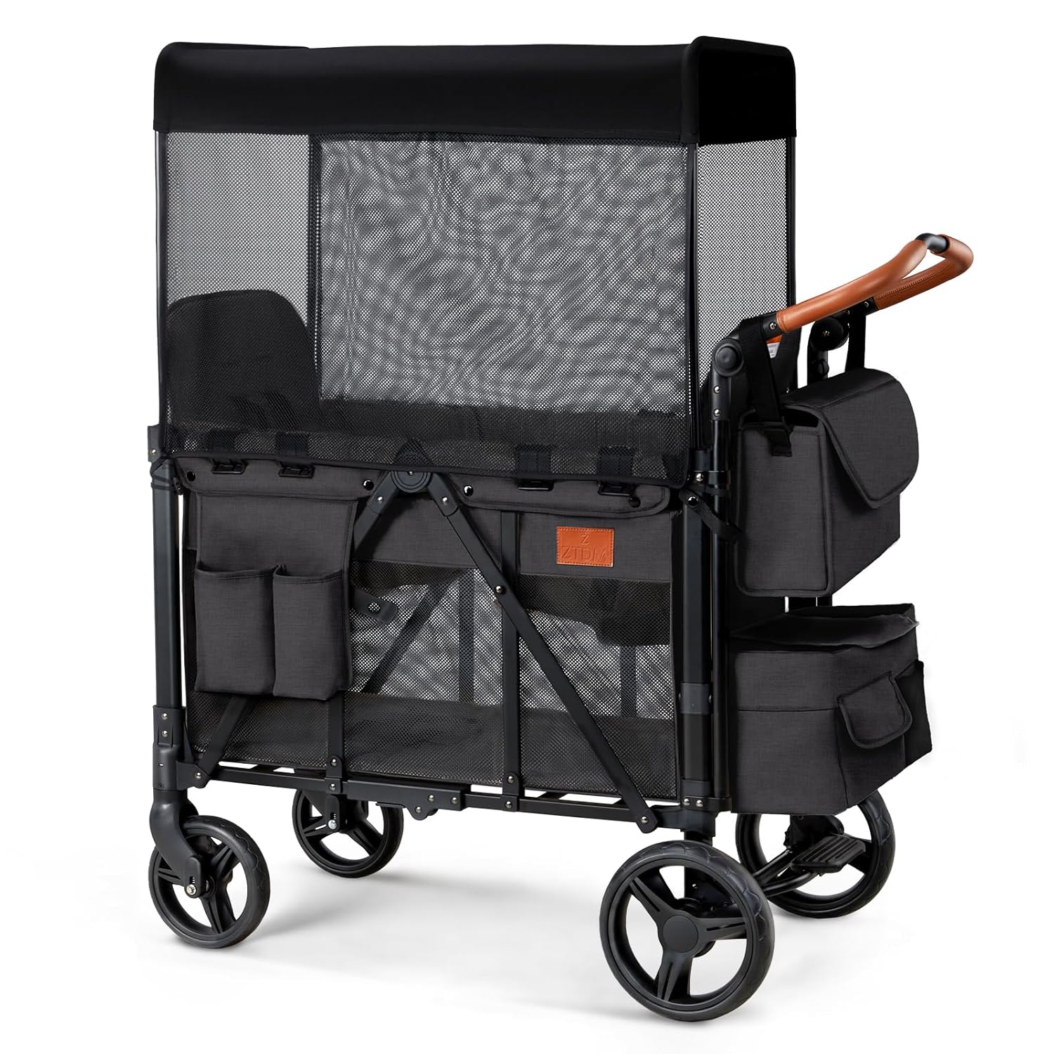 Foldable All-Terrain Wagon for Toddler with Canopy,Adjustable Handlebar