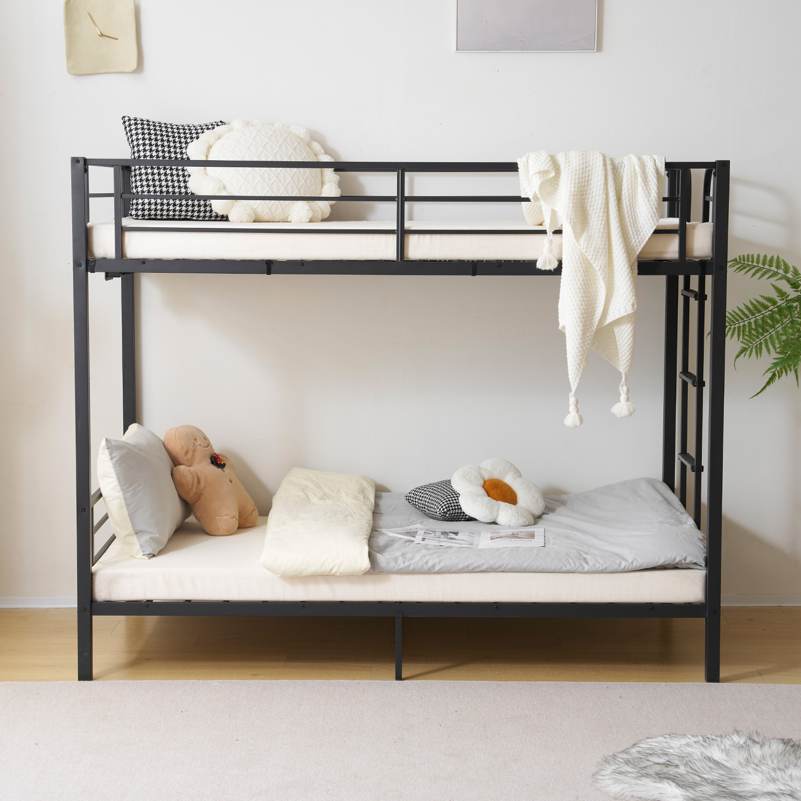 Metal Bunk Bed Frame for Kids Teens & Adults Space-Saving No Box Spring Needed