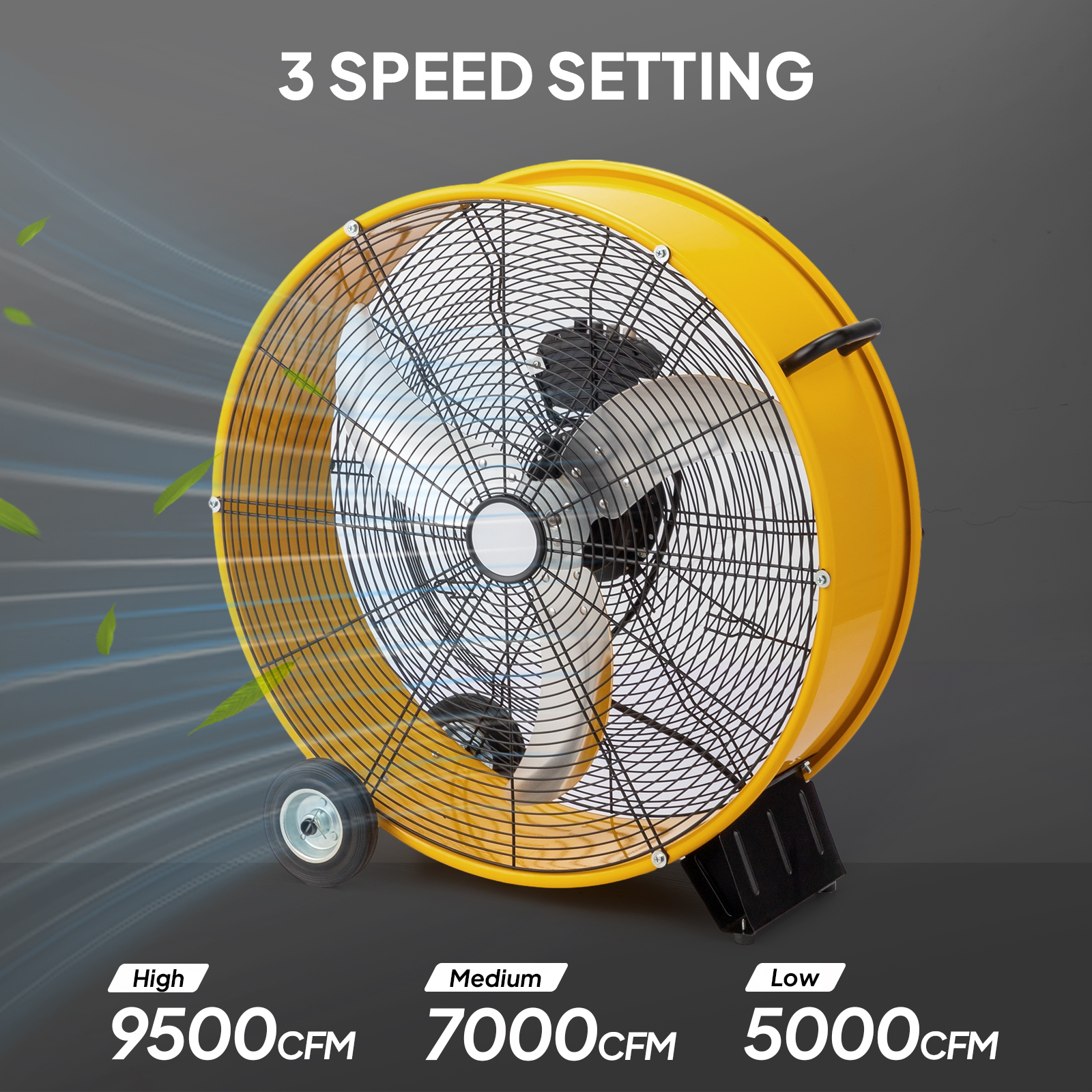 24'' Powerful  Industrial High Velocity Metal Floor Drum Fan Warehouse Gym Home