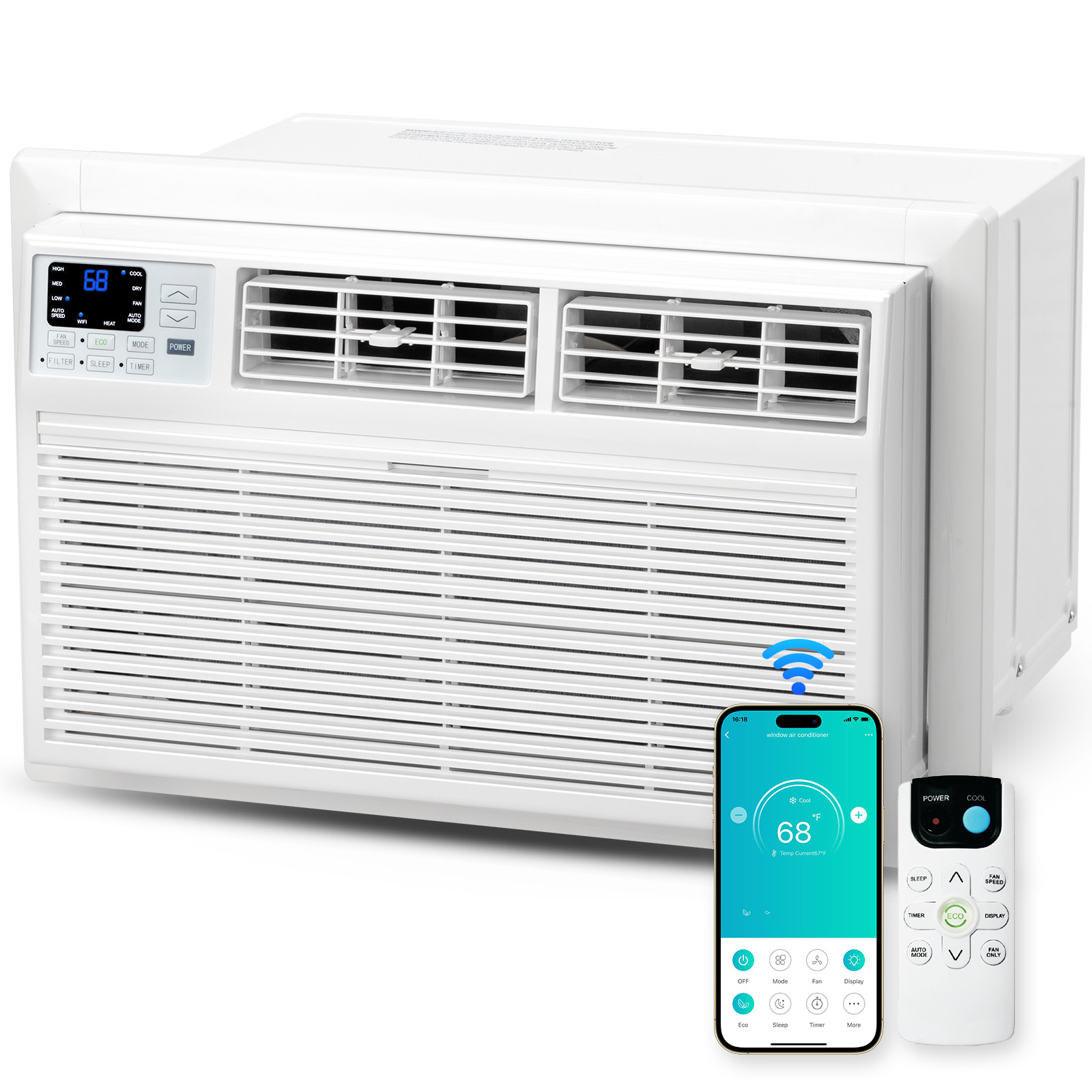 Electric 8000 – 12000 BTU Window Air Conditioner Unit Wifi Heating Indoor Room