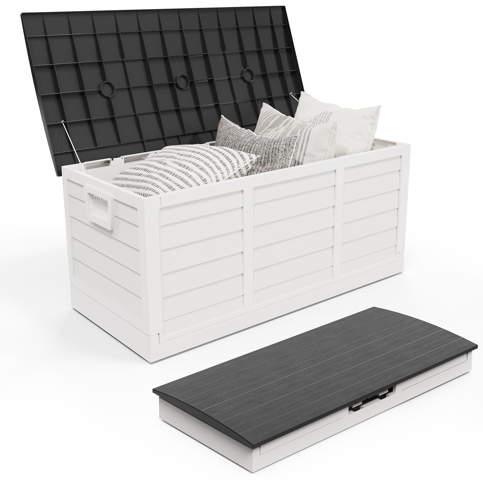 Outdoor Foldable 75 GAL Fast Installation 8 min Garden Storage Box with 2 Wheels
