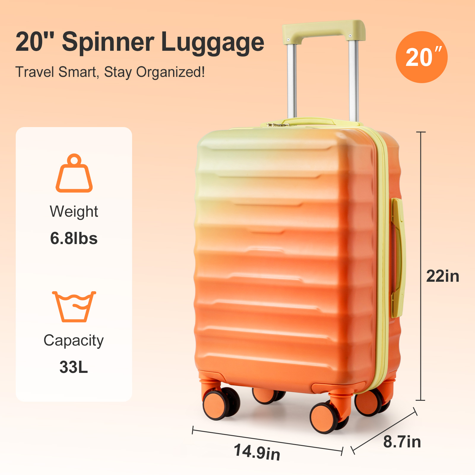 Hardside Multicolor Suitcase with TSA Lock Double Spinner Wheels 20/24/28 Inch