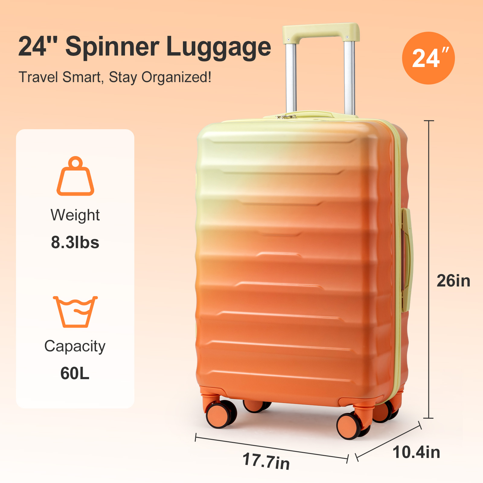 With Spinner Wheels & Tsa Lock