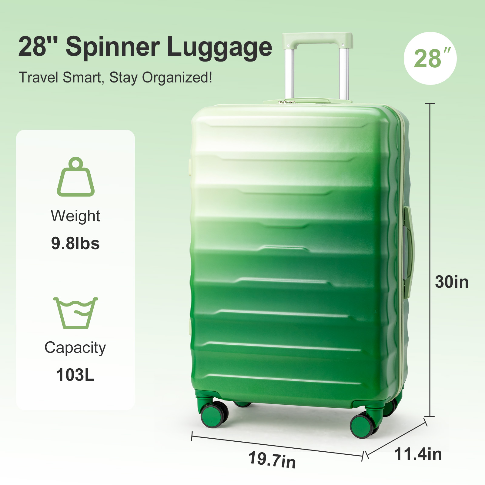 20/24/28 Inch  Hardside Multicolor Carryon Suitcase Lightweight Gradient Color