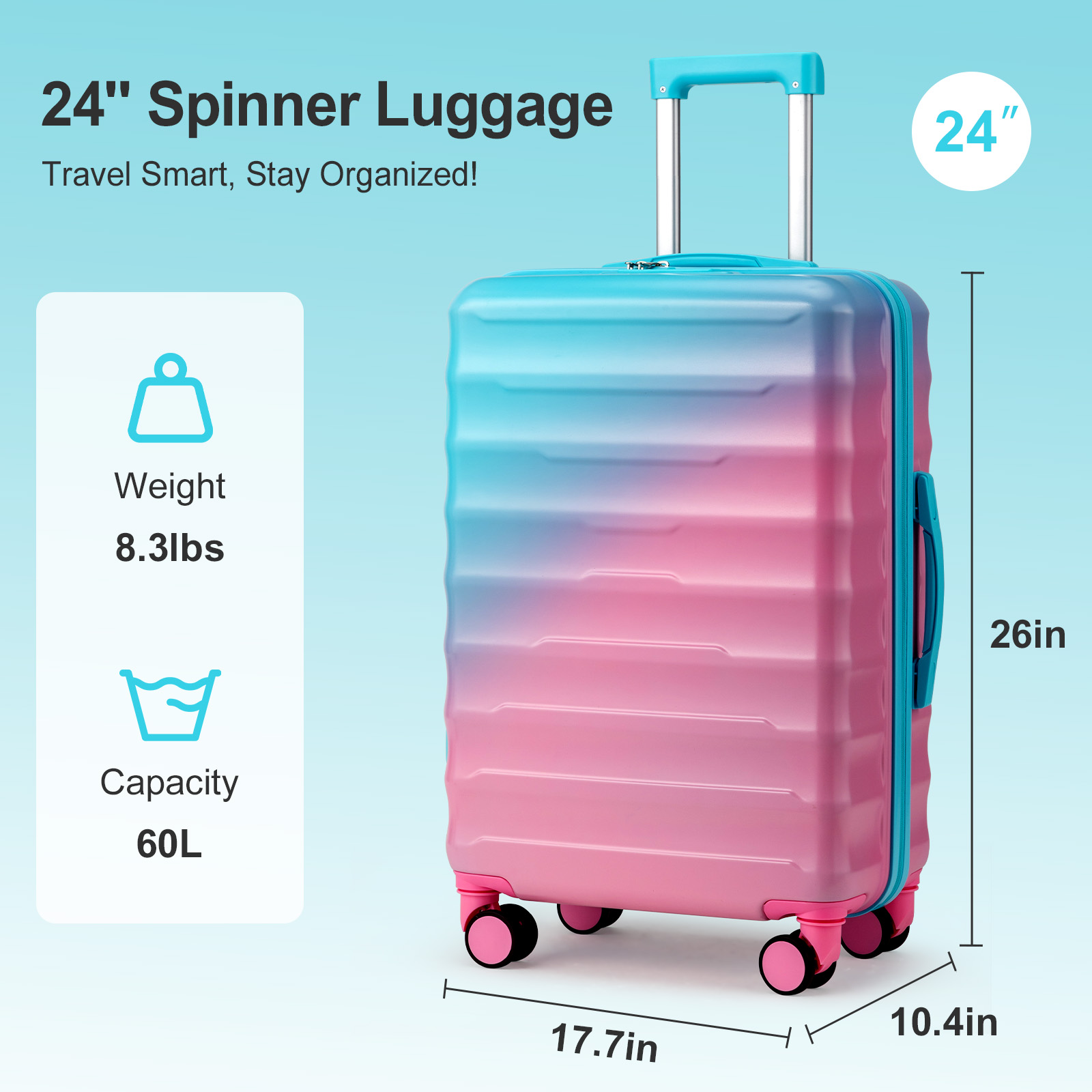 Built-in Tsa Lock Gradient Pink