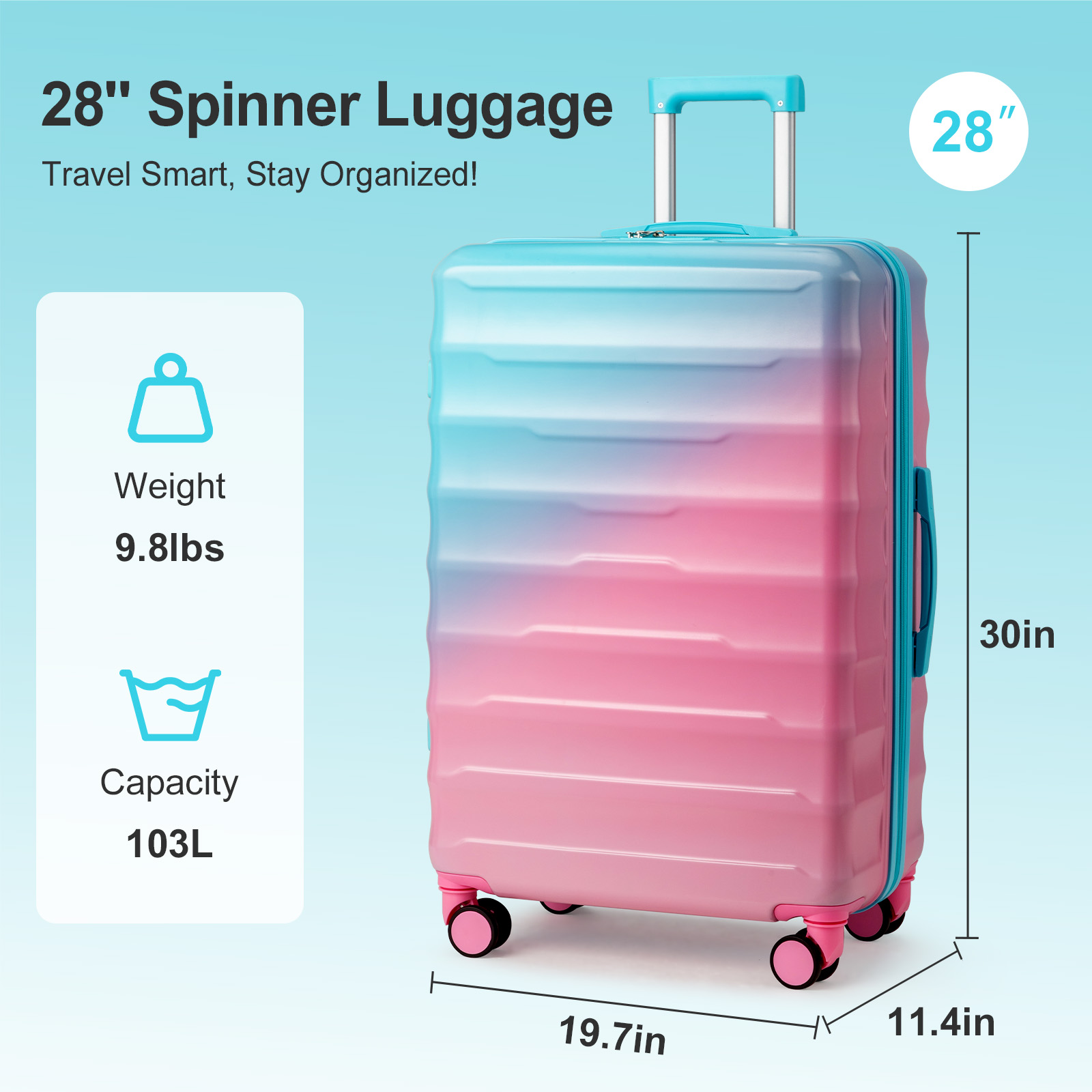 Built-in Tsa Lock Gradient Pink