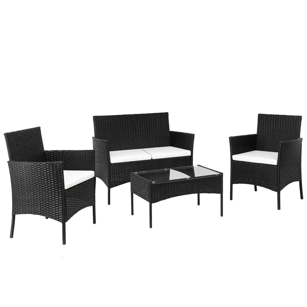 4 Pieces Outdoor Patio Furniture Sets with Coffee Table for Backyard Lawn Porch