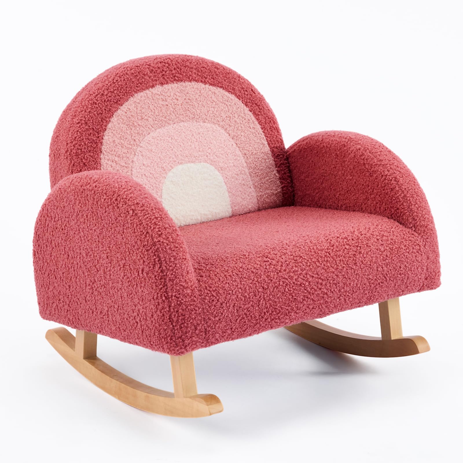 Teddy Fleece Toddler Rocking Chair Children's Sofa W/solid Wood