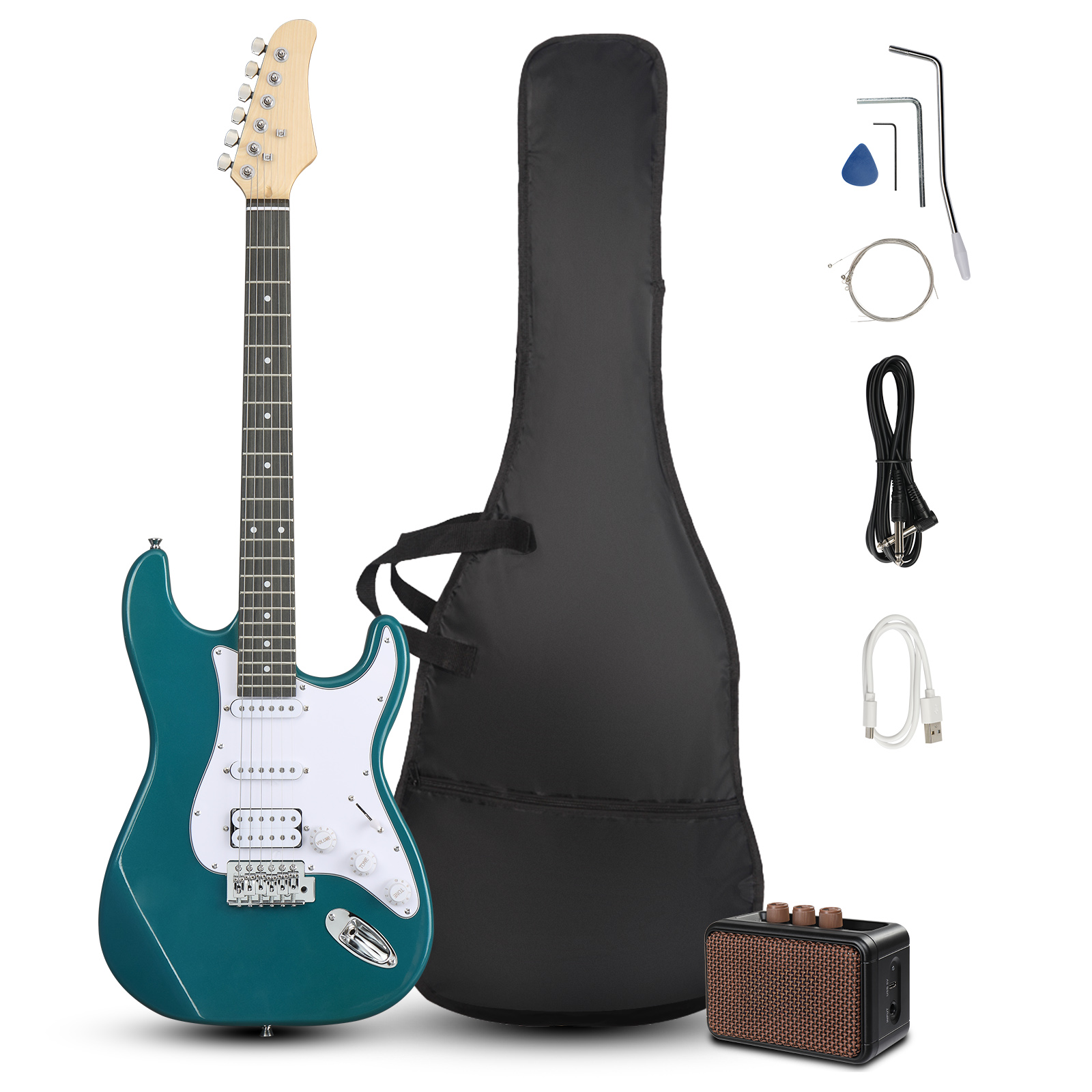 Ktaxon Kst Electric Guitar Kit with 5W AMP Bag Guitar Strap Strings for Student