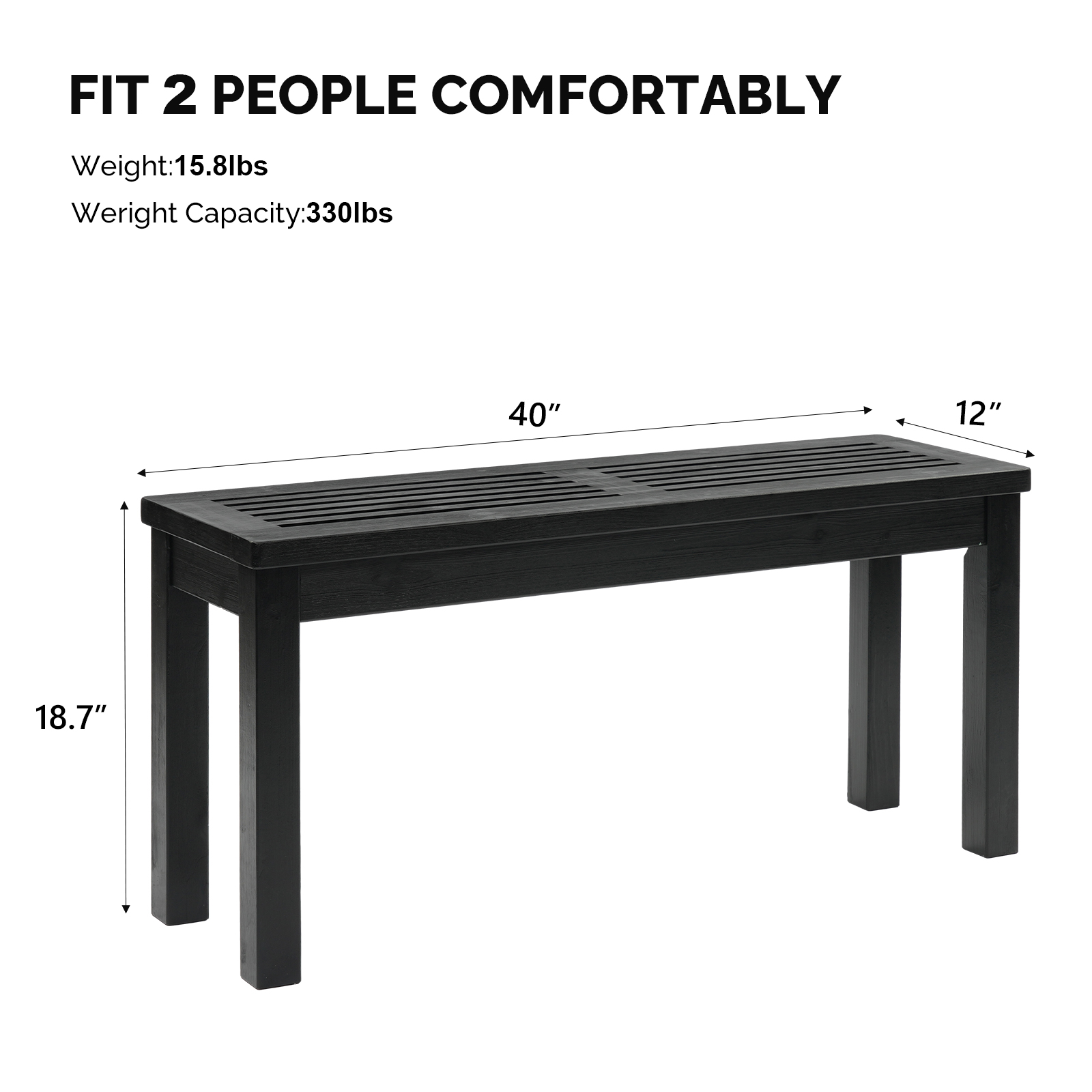 1 PCS 40inch Outdoor Wooden Porch Bench Garden Furniture for Backyard Seat