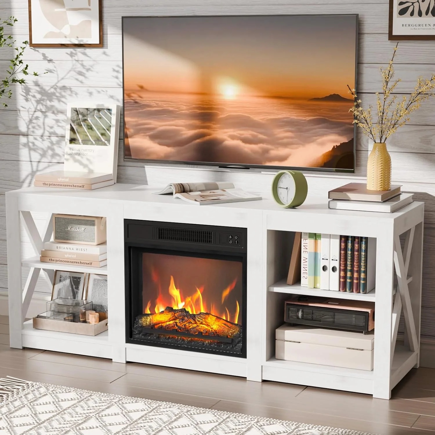 With Electric Fireplace For 65 In Tv Entertainment Center