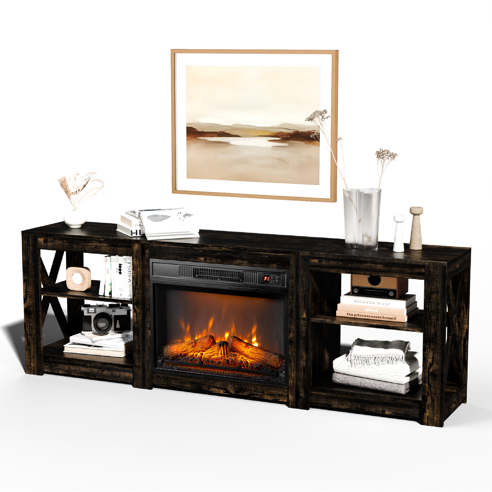 With Electric Fireplace For 70 In Tv Entertainment Center