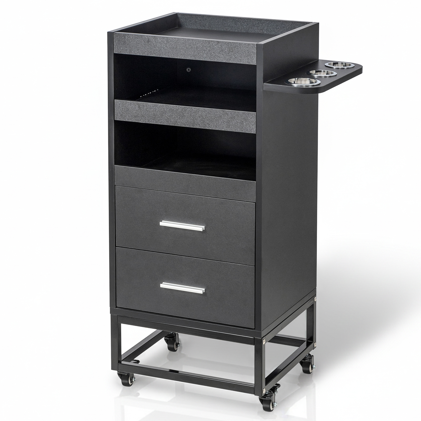Beauty Salon Trolley Cart with Locking Wheels, 2 Drawers, 3 Tool Organizers New