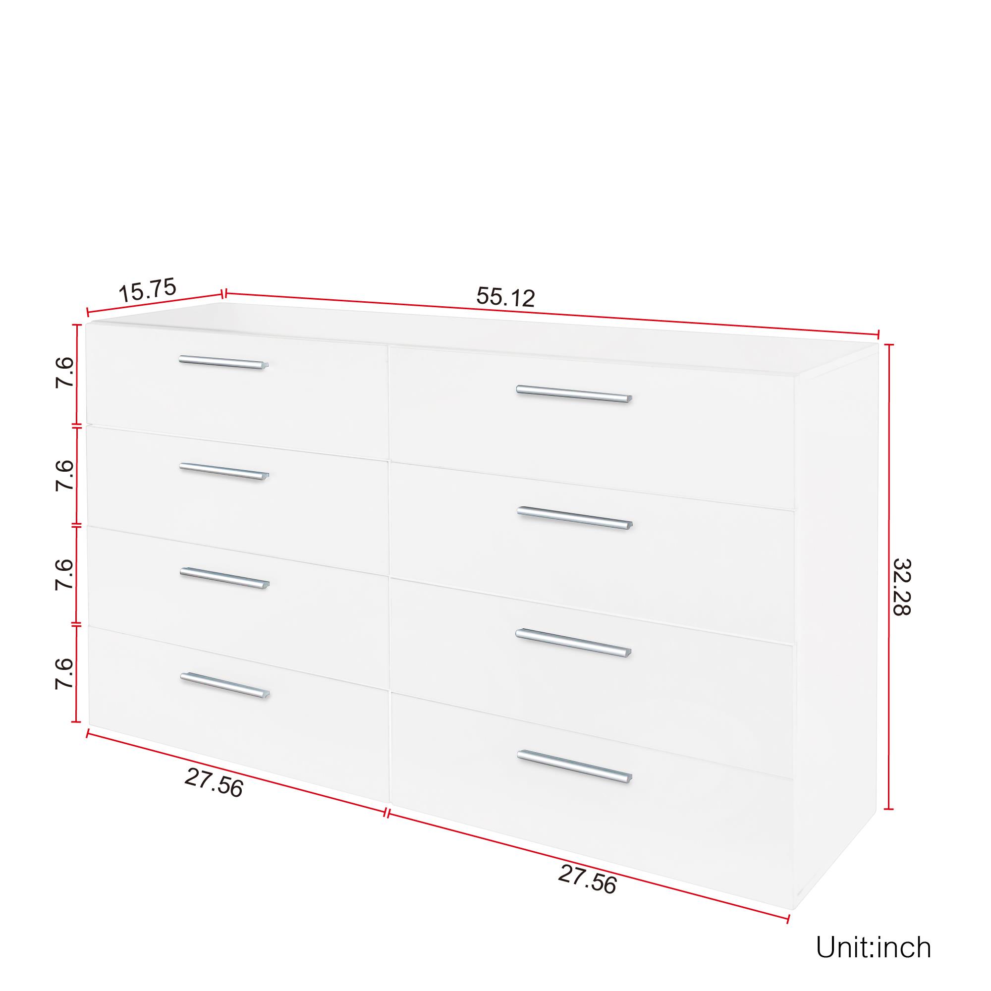 8 Drawer Double Dresser Chests Drawers Chest Organizer for Bedroom White Black