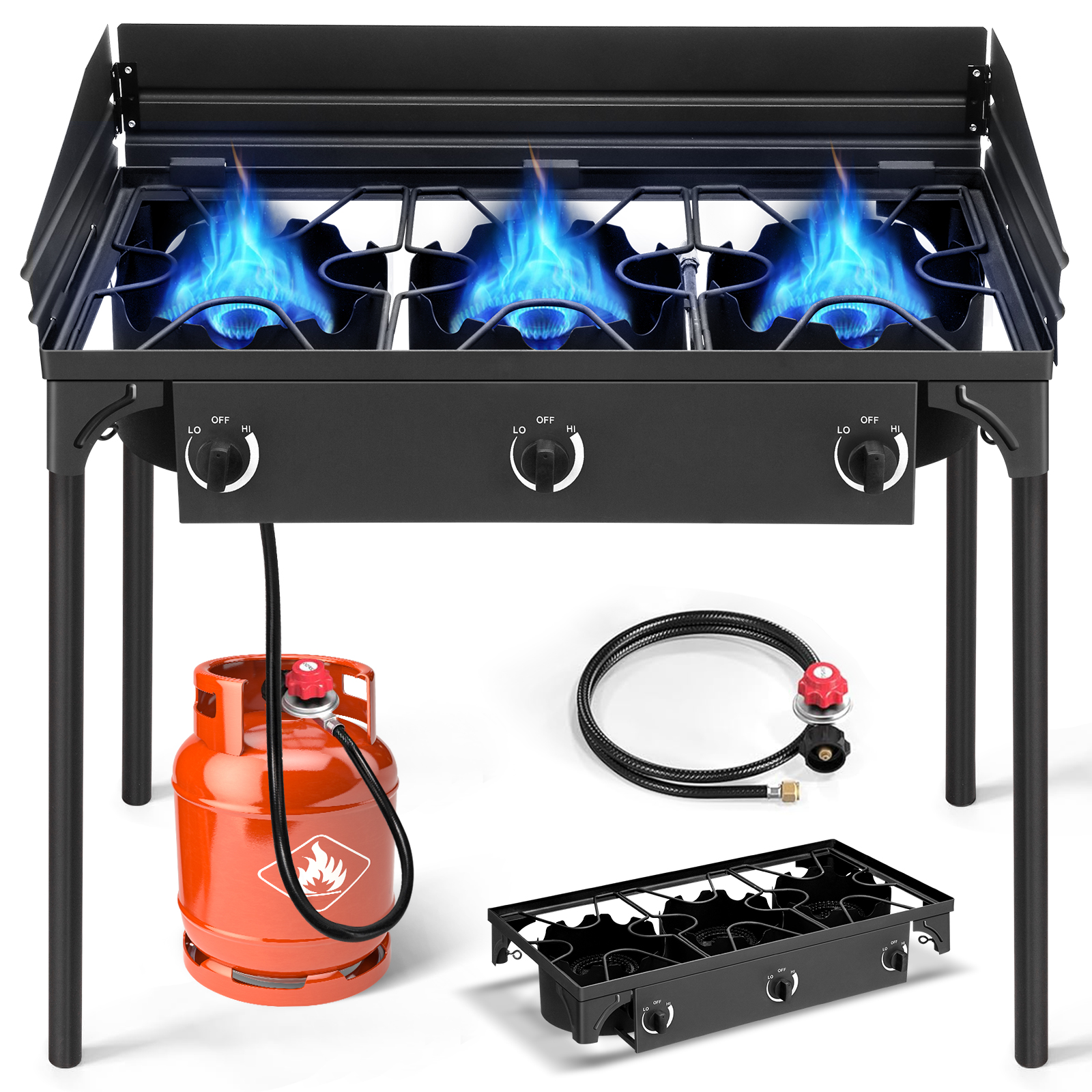 Garden Portable 225,000 BTU Powerful 3Burner Outdoor Camping