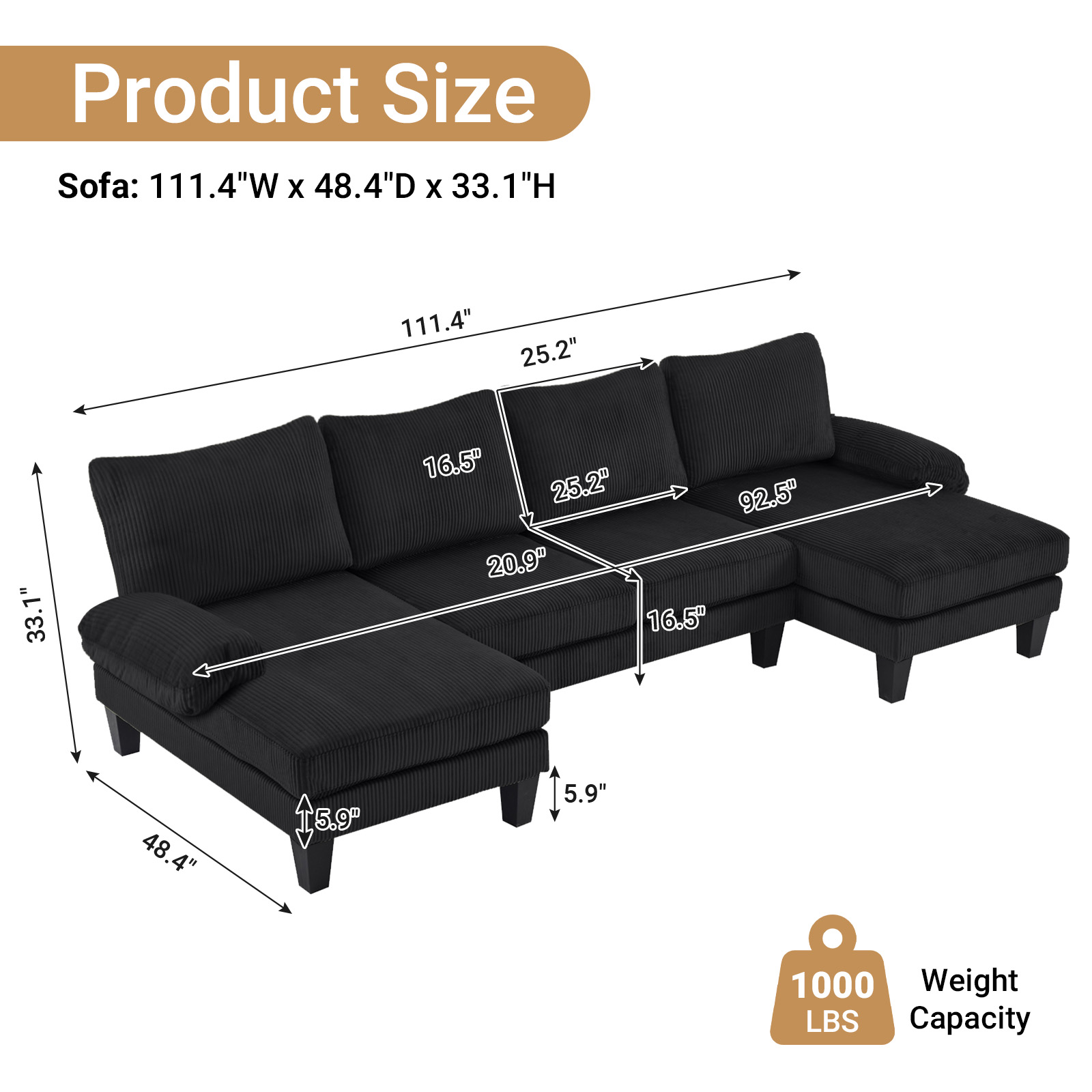 Covertible Couch with Wood Grain Legs Chenille Fabric Upholstered for Home Green - Picture 15 of 16