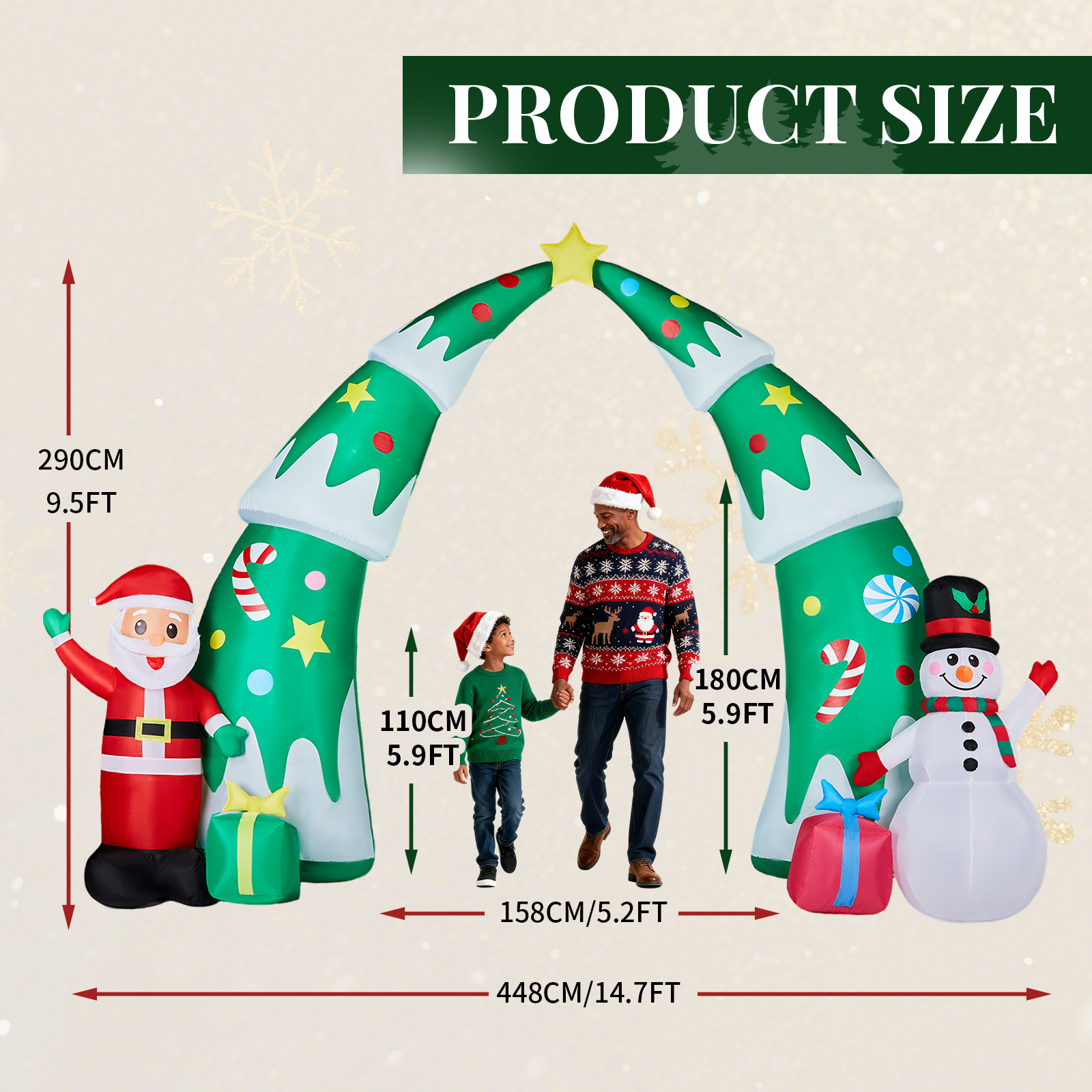 Christmas Arch Inflatable 10 / 15 FT Decorations for Outdoor Holiday Party