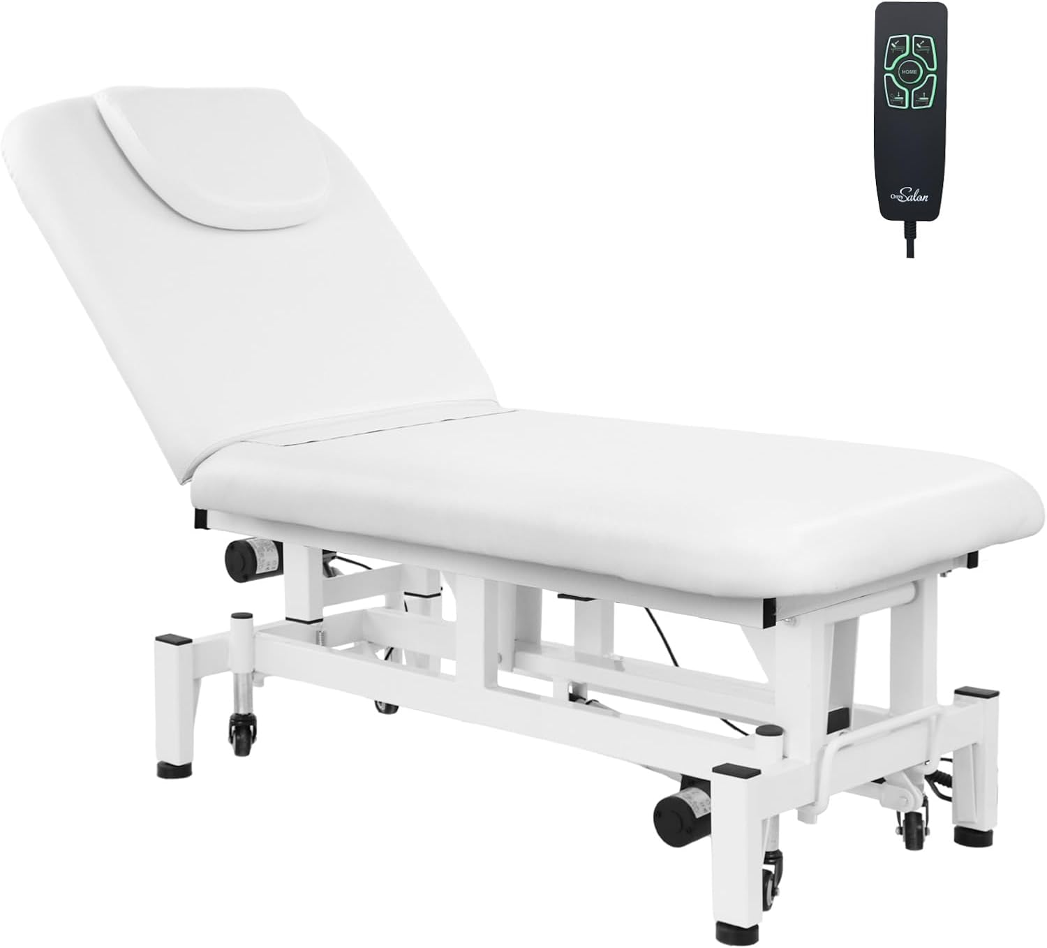 Professional Electric Lift Massage Table w/ Adjustable Backrest, Lockable Caster