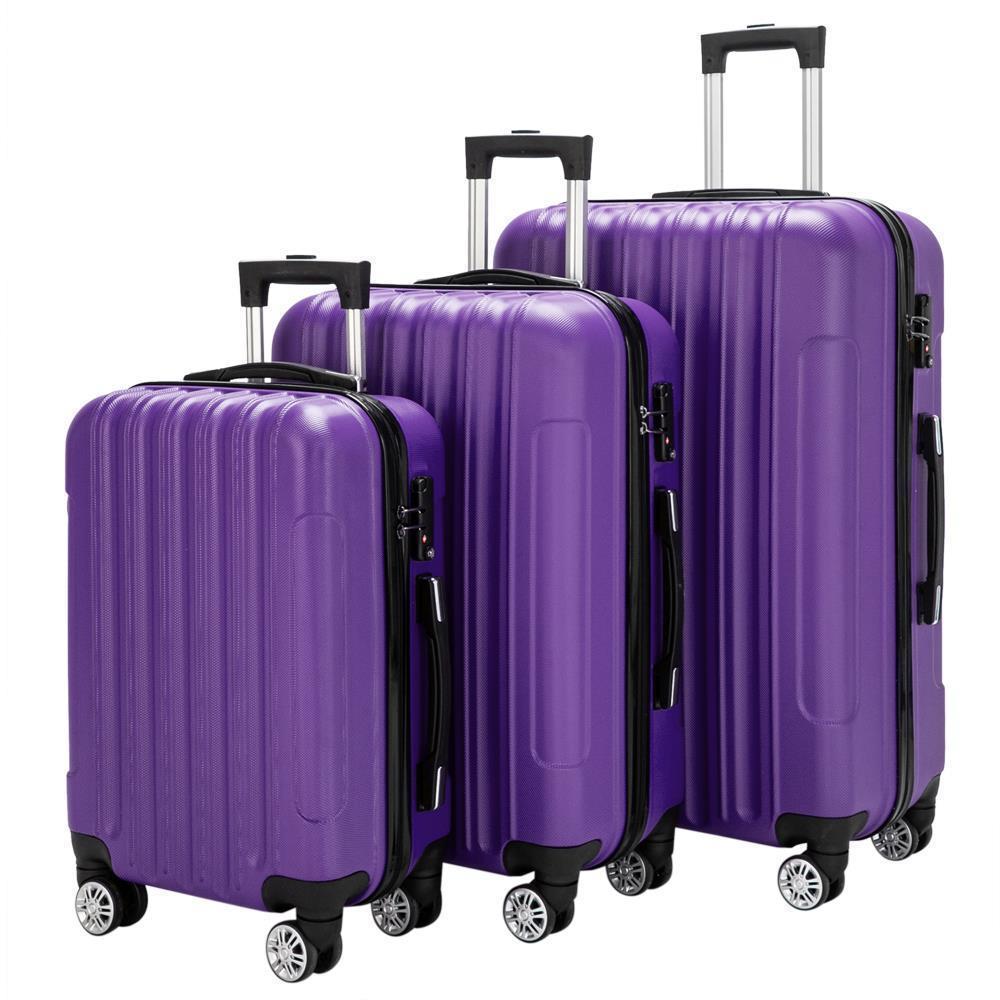 20" 24" 28" Trolley Case 3 PCS Hardside Lightweight Spinner Luggage Bag Set TSA