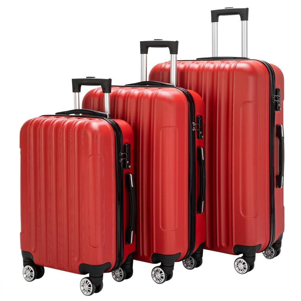 20" 24" 28" Trolley Case 3 PCS Hardside Lightweight Spinner Luggage Bag Set TSA