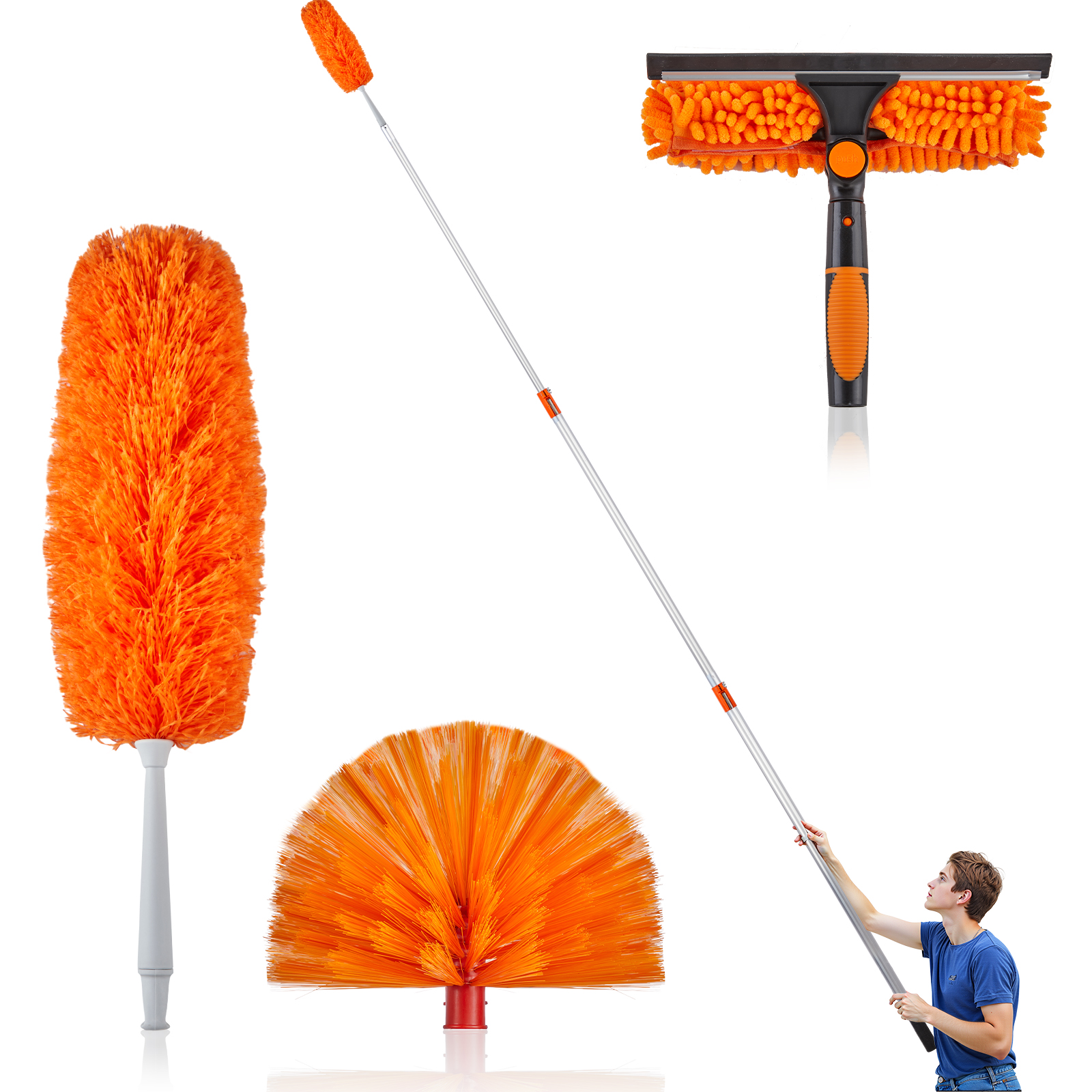 12/24/30ft Reach Duster Kit with 4-12 ft Extension Telescopic Pole US