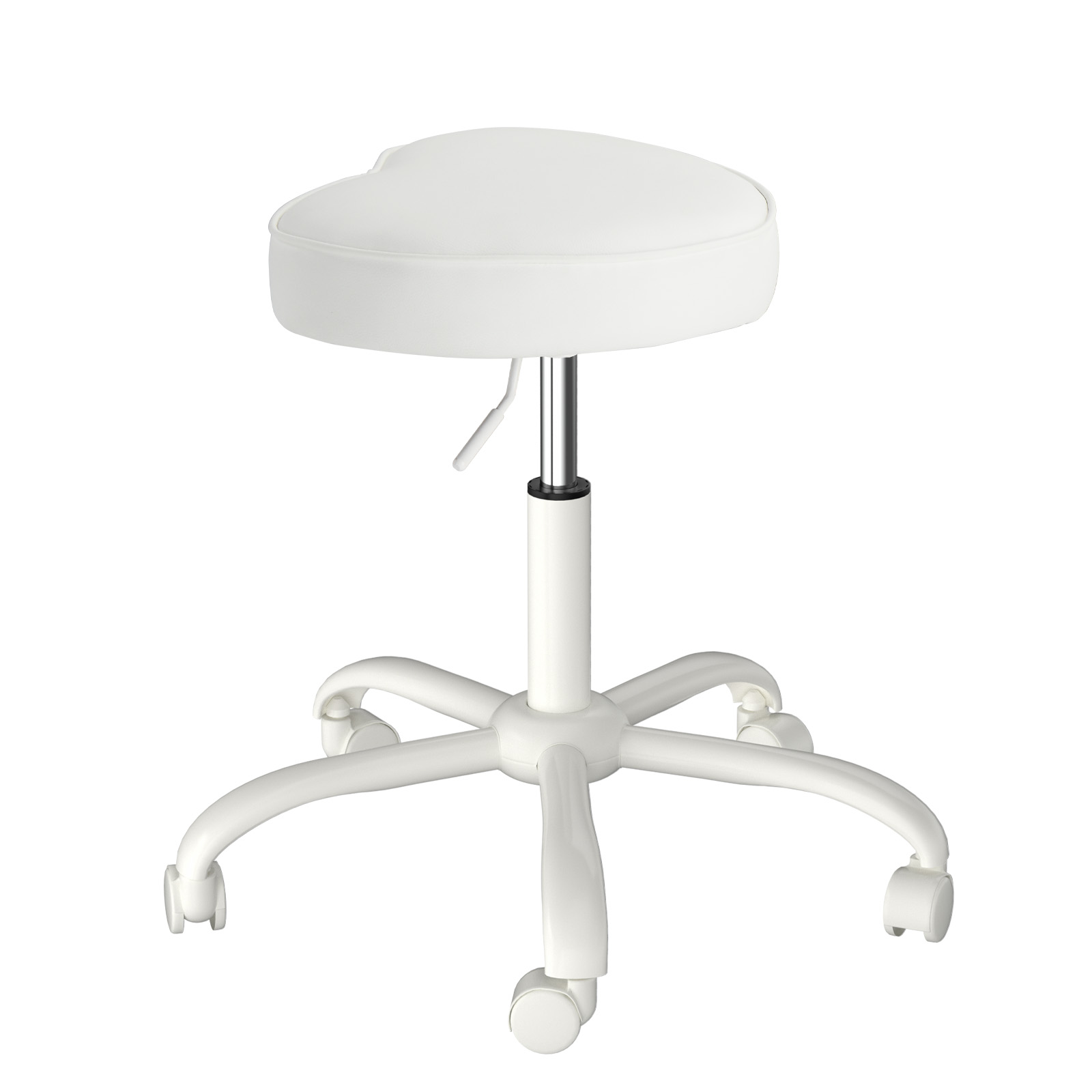 Adjustable Salon Stool on Wheels, High-Density PU Leather Heart-Shaped Stool New