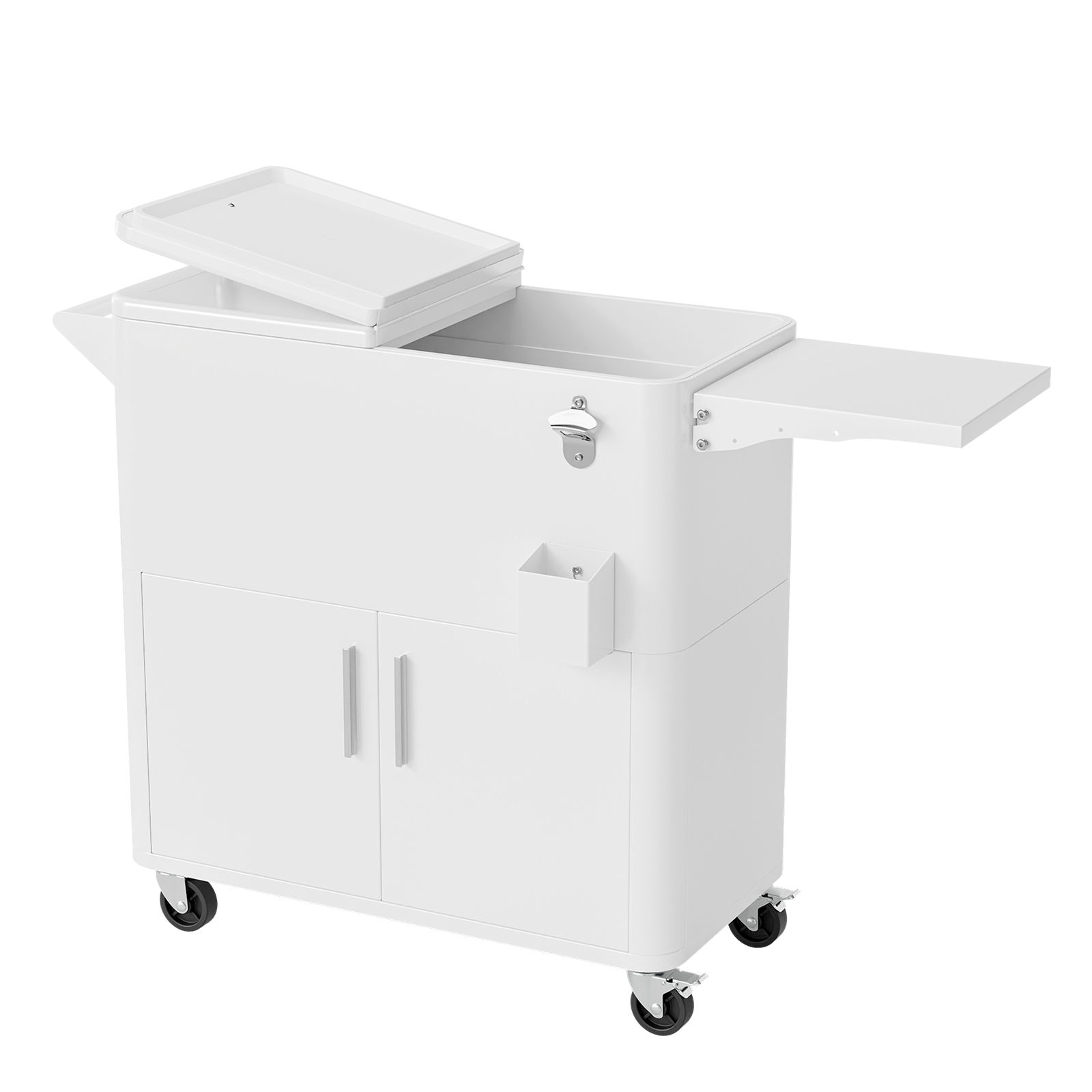 80qt Picnic With Storage Chest Party Cooler Cart With Wheel