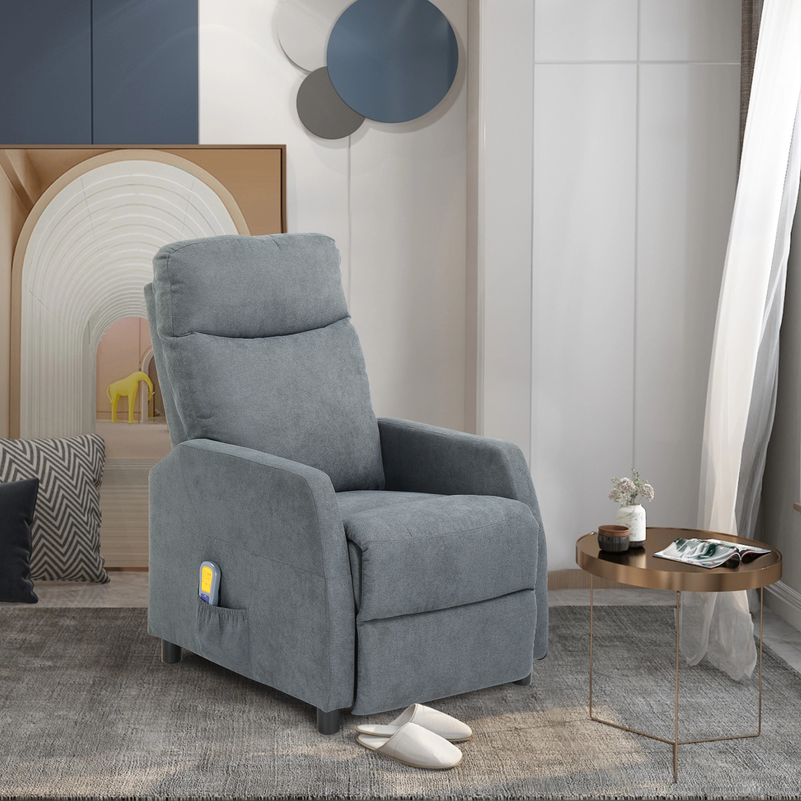 Massage Recliner Sofa PU/Fabric Armchair Elder Heating Chair Remote ...