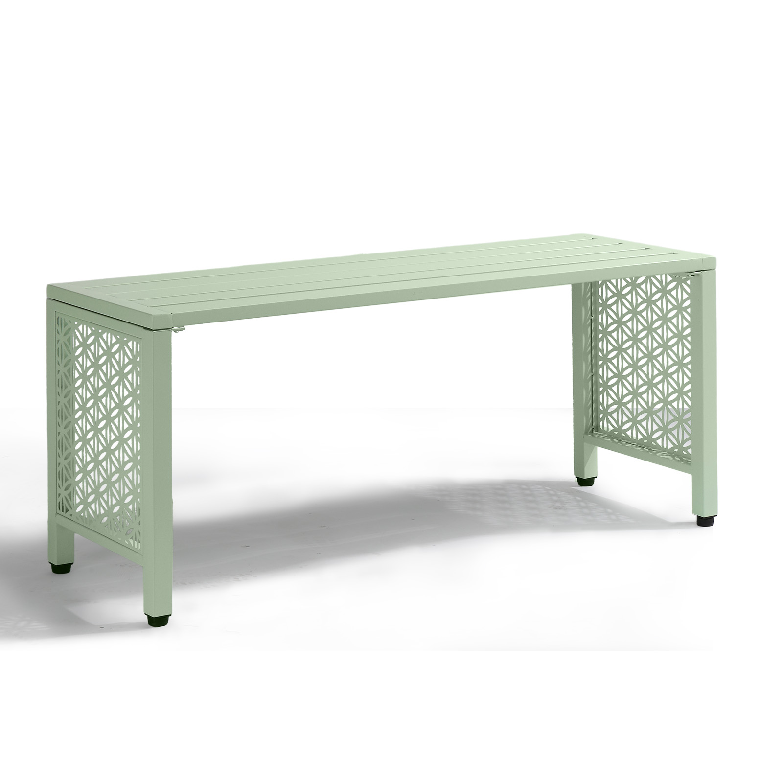 Metal Backless Bench 40in Weatherproof for Garden Furniture Backyard Porch Seat