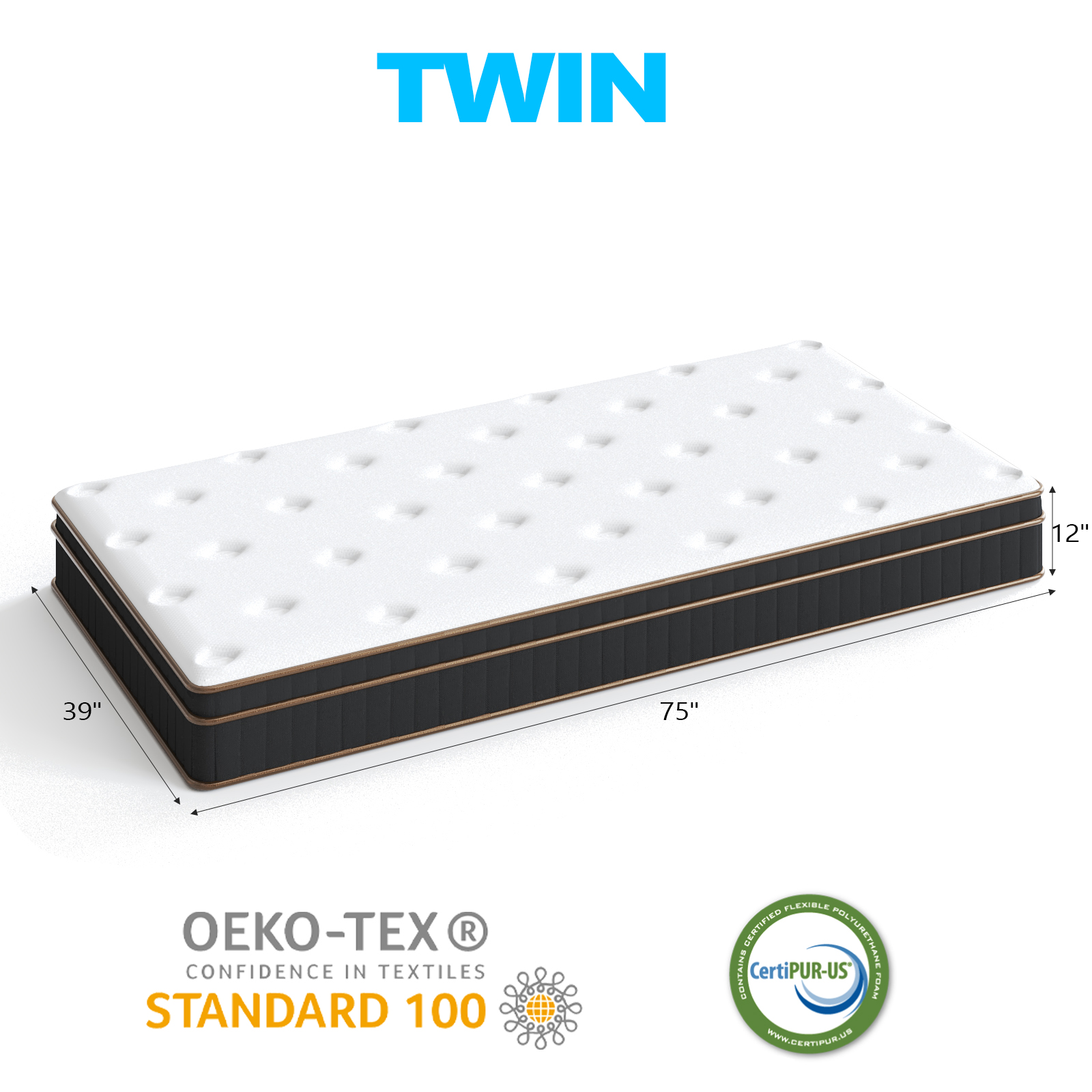 10-12" Twin Full Queen King Size Memory Foam Mattress Spring Mattress In a Box