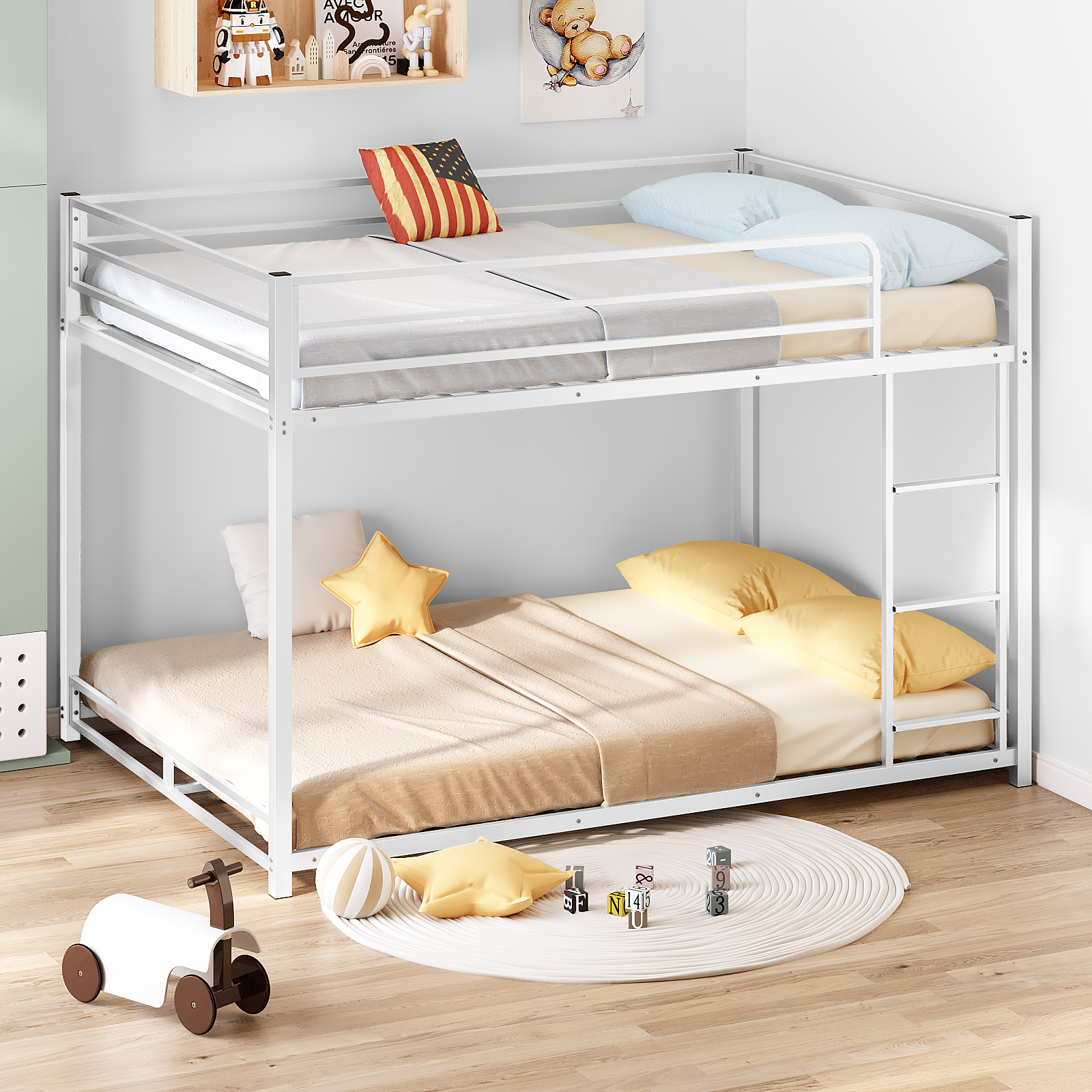 Modern Bunk Bed for Kids Teens Sturdy Full Size Bunk Perfect