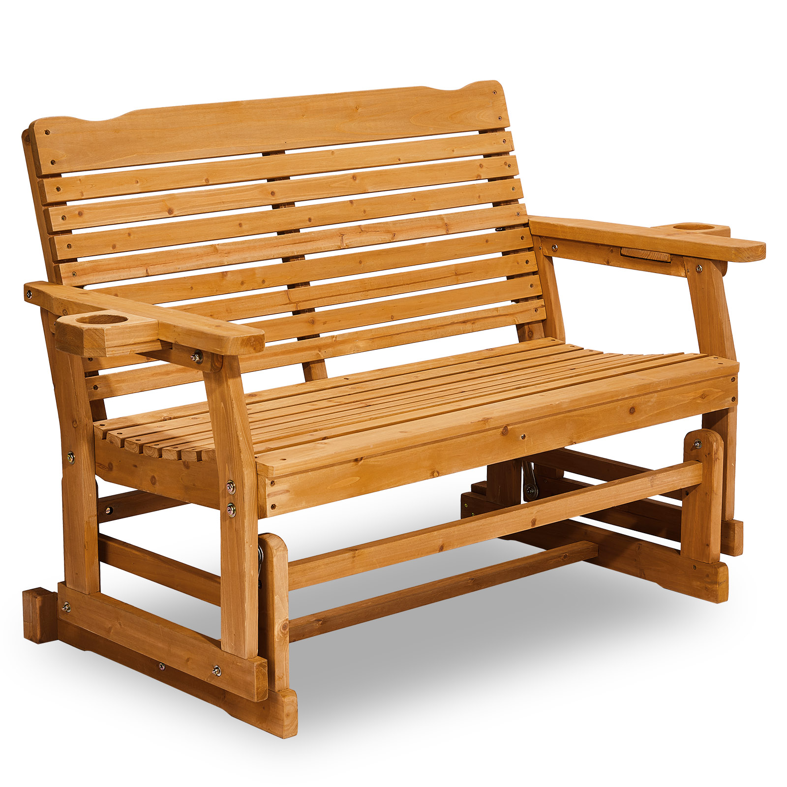 Patio Glider Chair 2 Seats with Armrest High Backrest Swing Bench for In/Outdoor